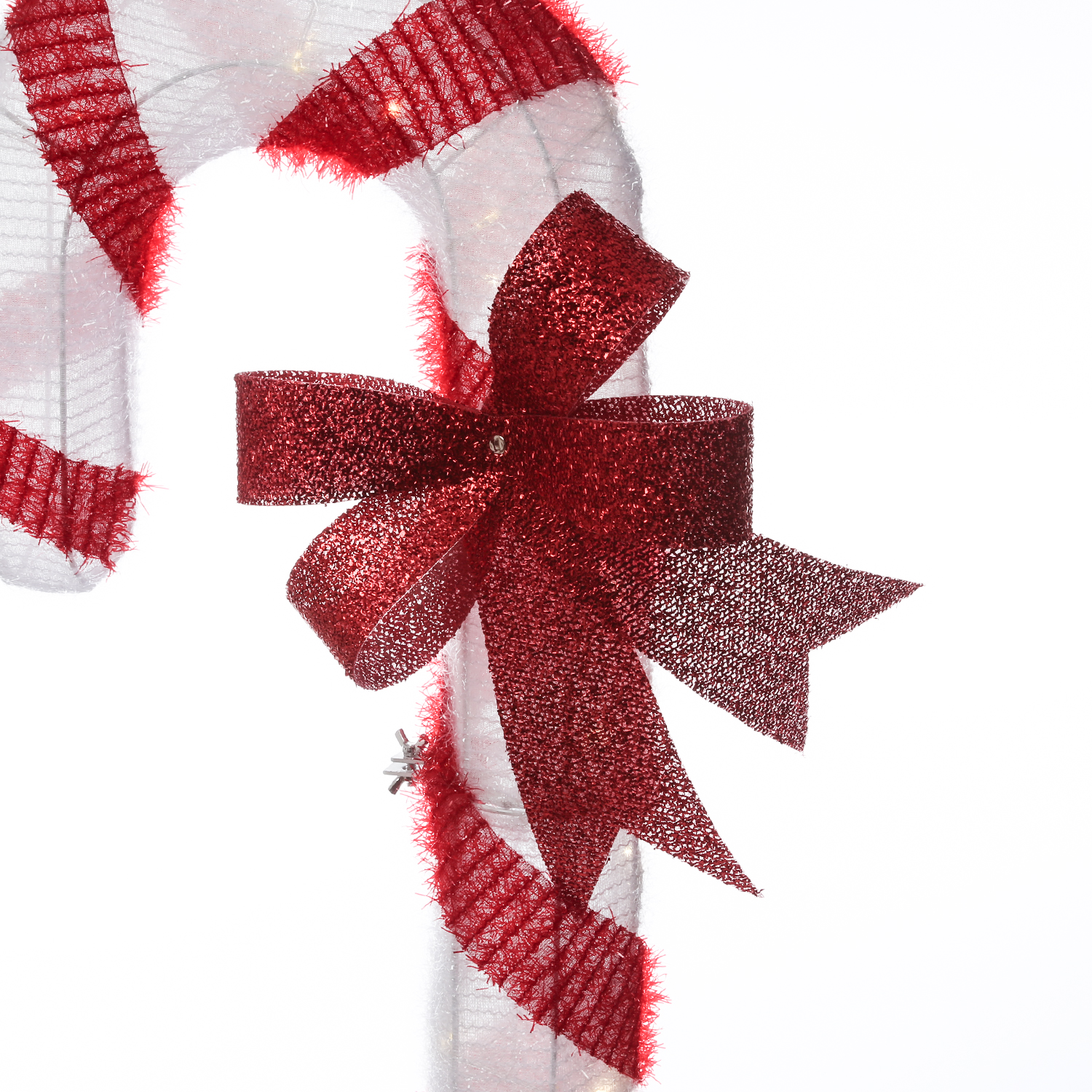 LED Zuckerstange mit Schleife - 78 warmweiße LED - H: 1,5m - Timer - inkl. Trafo - für Außen