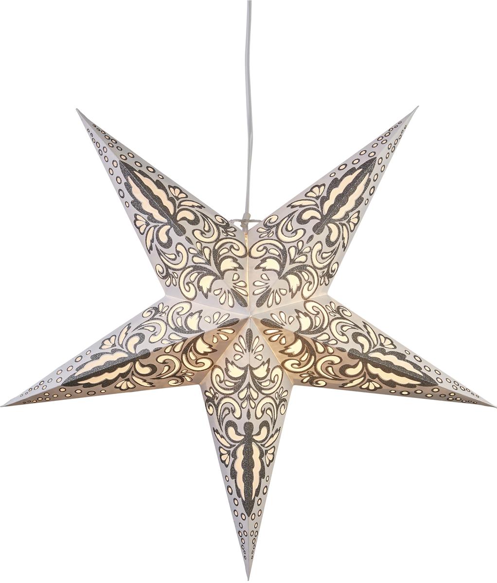 Papierstern Blaze - hängend - 5-zackig - D: 60cm - beige, silber Papierstern Blaze - hängend - 5-zackig - D: 60cm - beige, silber
