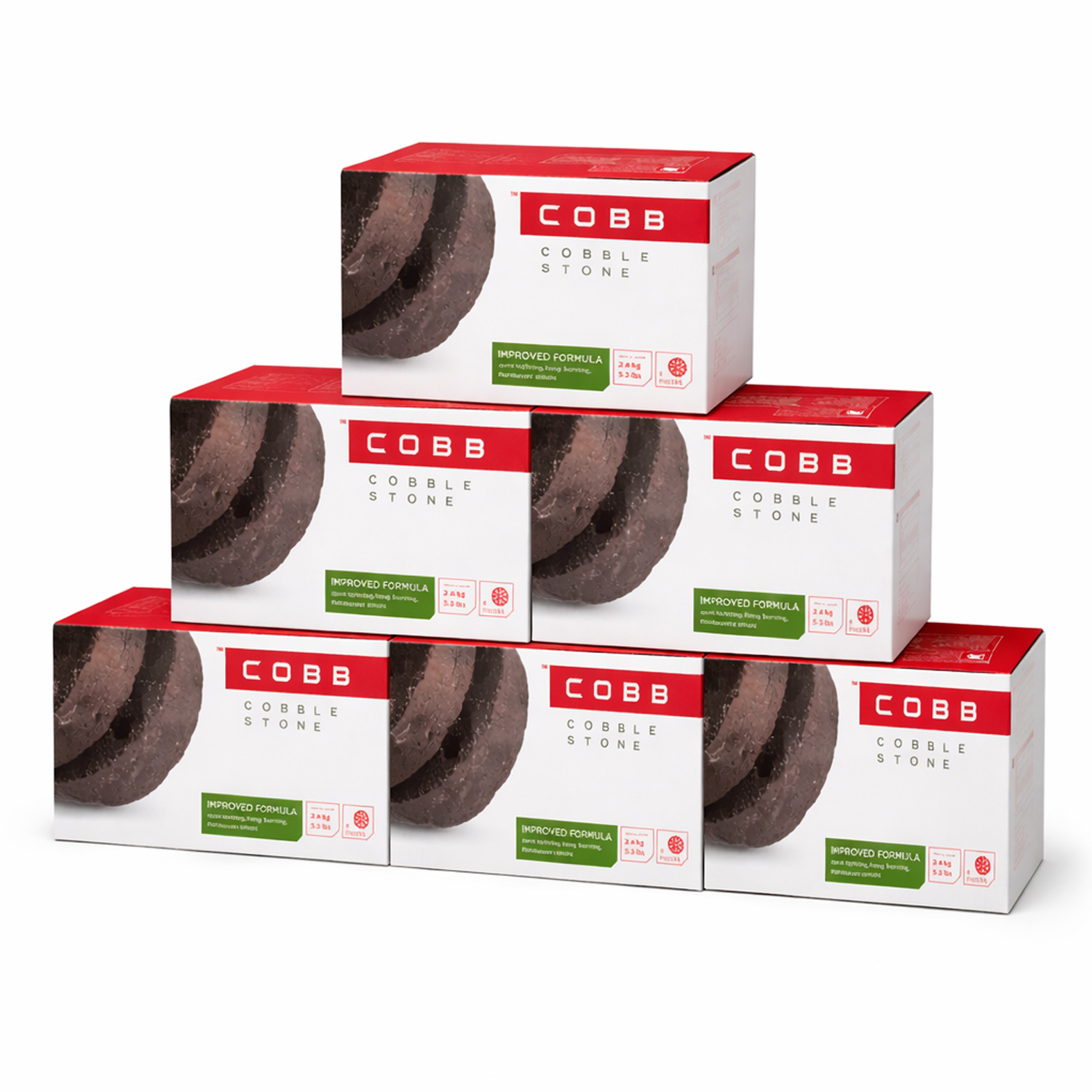 Cobble Stone - 6 Stück Briketts aus Kokosnussschalen - 2,5h Glühzeit (130mm/37mm)