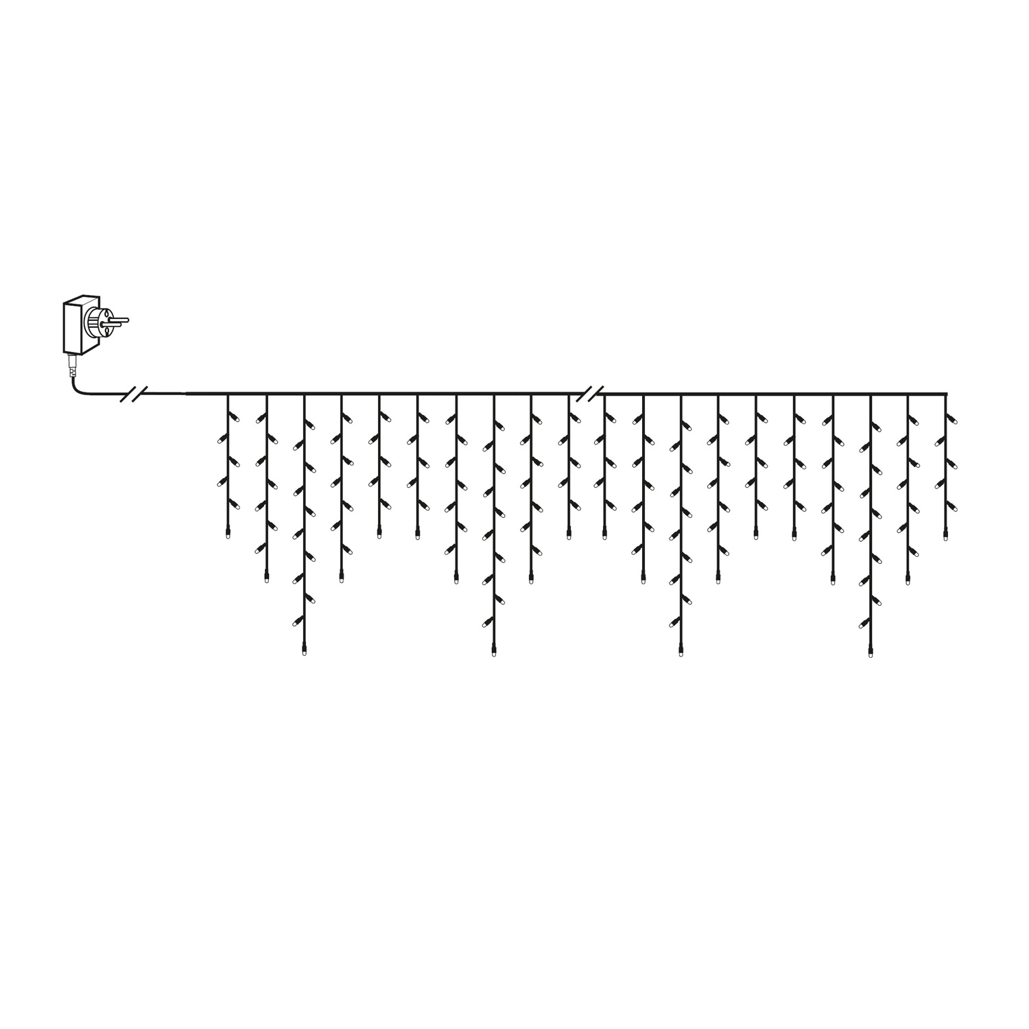 LED Lichtvorhang - Serie LED - outdoor - 240 ultra warmweiße LED - L: 5,9m, H: 55cm - schwarzes Kabel LED Lichtvorhang - Serie LED - outdoor - 240 ultra warmweiße LED - L: 5,9m, H: 55cm - schwarzes Kabel