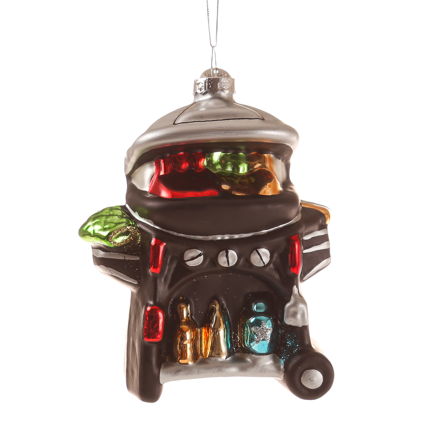 Weihnachtsbaumschmuck GRILL - Glas - inkl. Aufhänger - matt und glitzernd - H: 12,4cm - schwarz Weihnachtsbaumschmuck GRILL - Glas - inkl. Aufhänger - matt und glitzernd - H: 12,4cm - schwarz