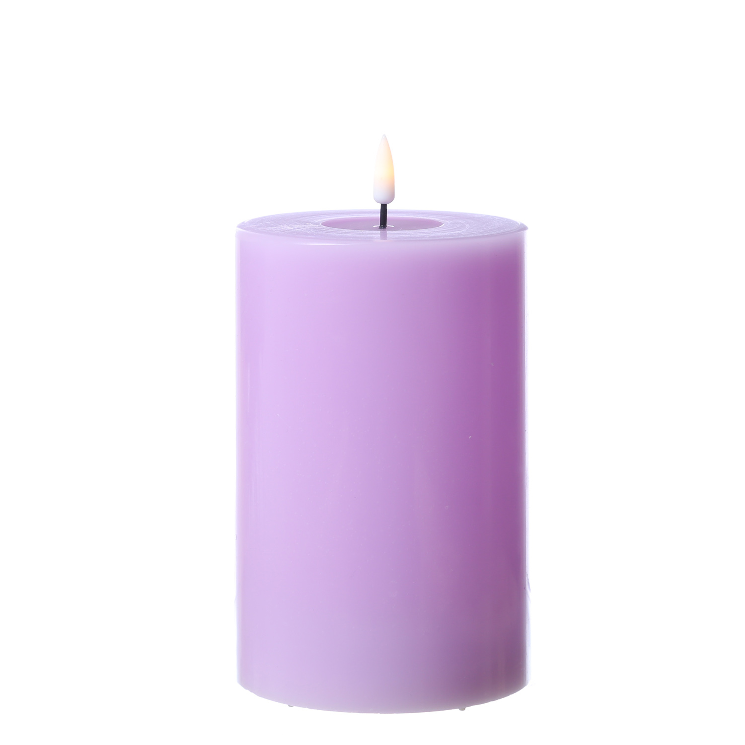 LED Stumpenkerze MIA - Echtwachs - realistische 3D Flamme - H: 15cm - D: 10cm - lavendel LED Stumpenkerze MIA - Echtwachs - realistische 3D Flamme - H: 15cm - D: 10cm - lavendel