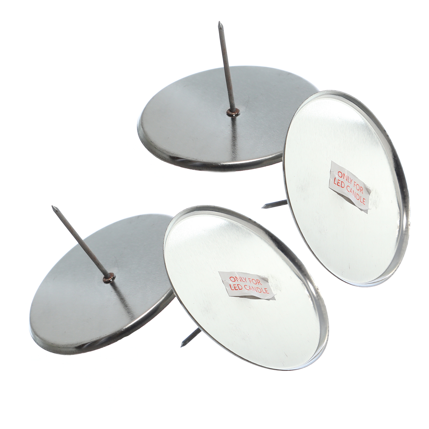 Adventskranzstecker ohne Dorn - Adventskerzenhalter - Metall - H: 4,5cm - D: 8cm - silber - 4er Set Adventskranzstecker ohne Dorn - Adventskerzenhalter - Metall - H: 4,5cm - D: 8cm - silber - 4er Set