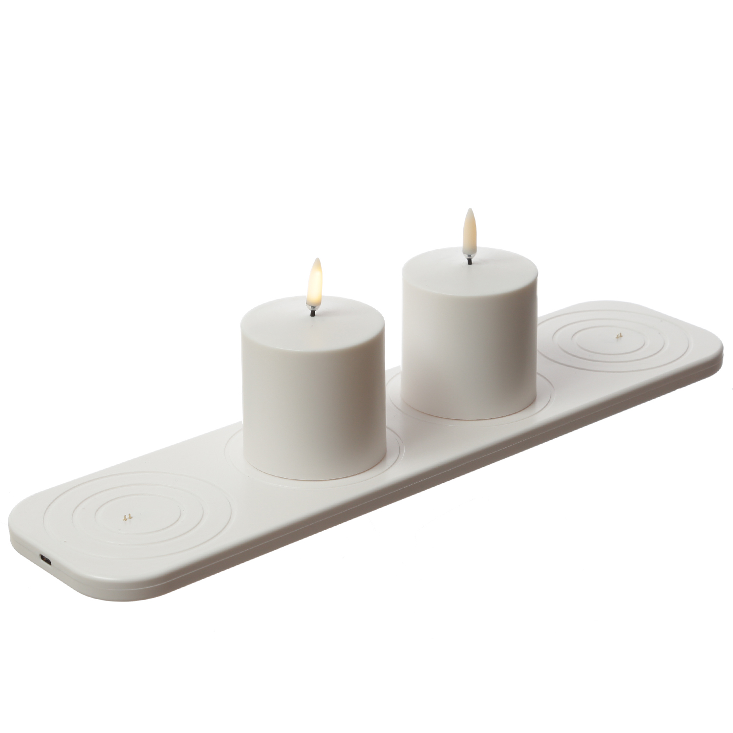 LED Kerzen - 2 wiederaufladbare LED Kerzen mit Ladestation - 6,8cm x 6,8cm - Timer - Innen/Außen LED Kerzen - 2 wiederaufladbare LED Kerzen mit Ladestation - 6,8cm x 6,8cm - Timer - Innen/Außen