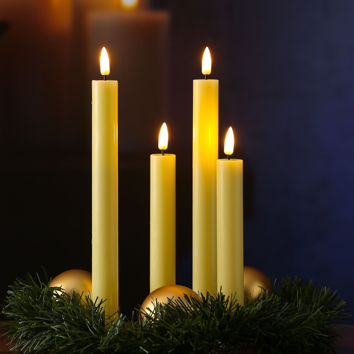 LED Stabkerzen MIA - Echtwachs - realistische 3D Flamme - H: 24cm - Batteriebetrieb - gelb - 2 Stk LED Stabkerzen MIA - Echtwachs - realistische 3D Flamme - H: 24cm - Batteriebetrieb - gelb - 2 Stk