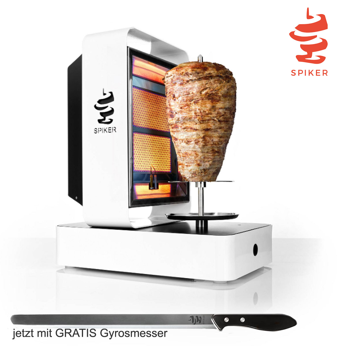 SPIKER Drehspiess - 4,3kW Leistung - vielseitiger, vertikaler Infrarotgrill - MADE IN GERMANY