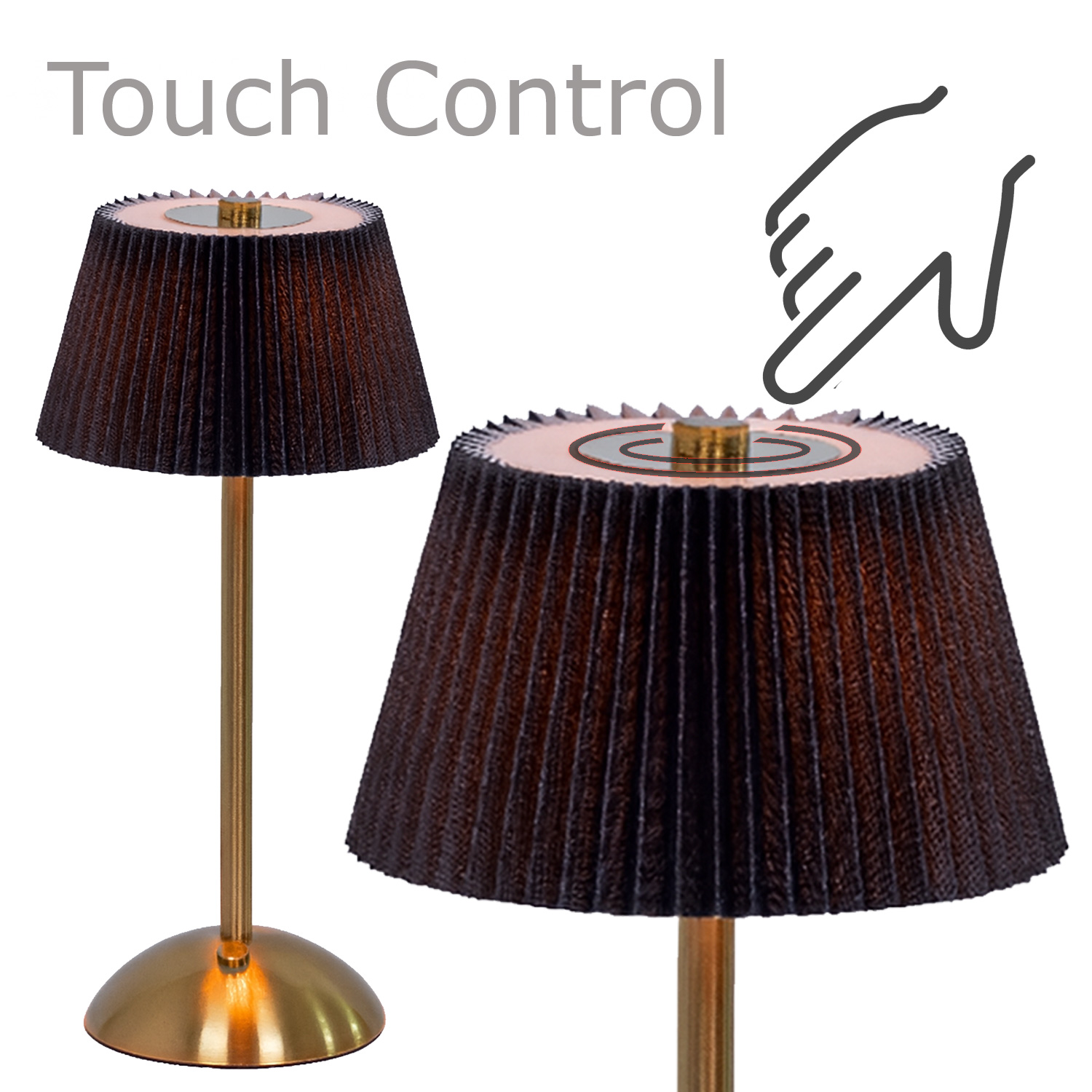 LED Tischlampe GENUA - wiederaufladbar per USB - 3 Lichtfarben - dimmbar - H:30,5cm - schwarz