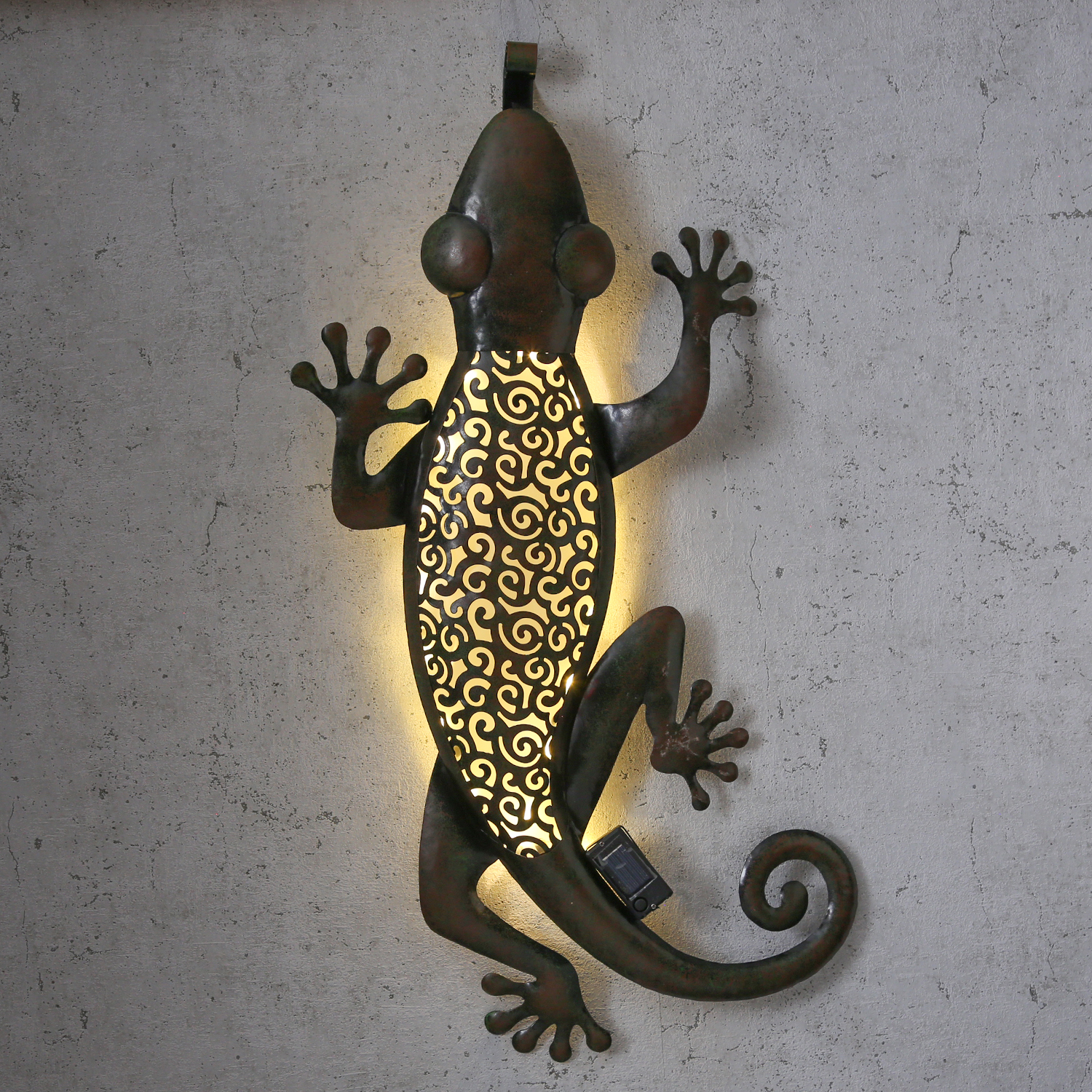 LED Solar Gartendeko GECKO - 15 warmweiße LED - H: 72cm - Dämmerungssensor - braun LED Solar Gartendeko GECKO - 15 warmweiße LED - H: 72cm - Dämmerungssensor - braun