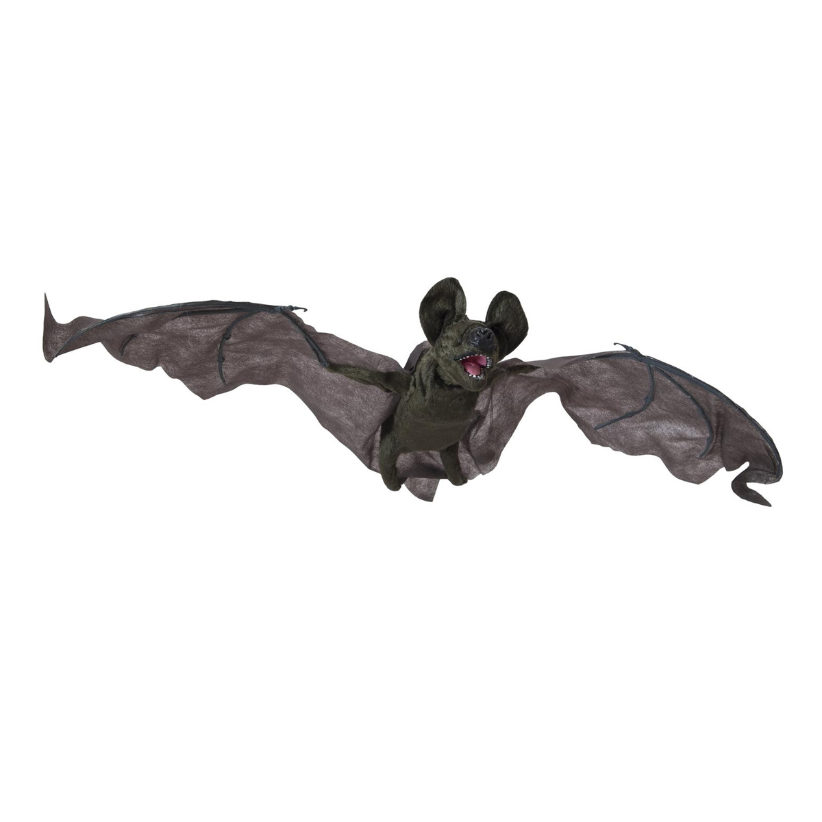 Animierte Fledermaus - 90cm Halloween Figur zum Hängen - bewegt Kopf und Flügel - rote Blinkaugen