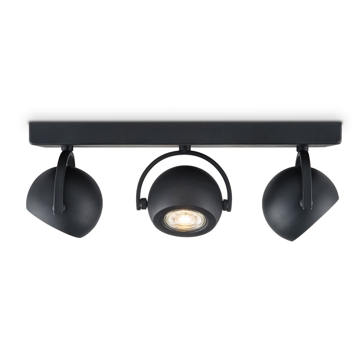 Deckenspot 3fach NOP - Lichtbalken schwarz . 3 x GU10 Leuchtmittel 3000K - dimmbar