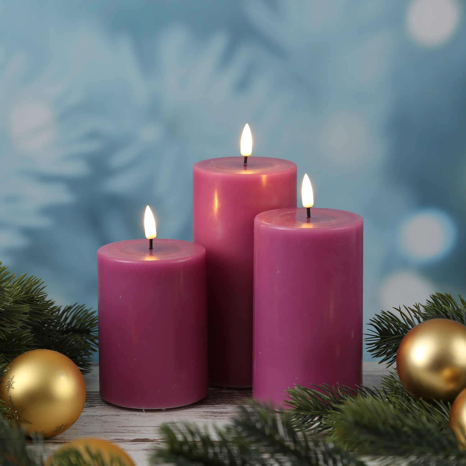 LED Stumpenkerze MIA - Echtwachs - realistische 3D Flamme - H: 15cm - D: 7,5cm - malve LED Stumpenkerze MIA - Echtwachs - realistische 3D Flamme - H: 15cm - D: 7,5cm - malve