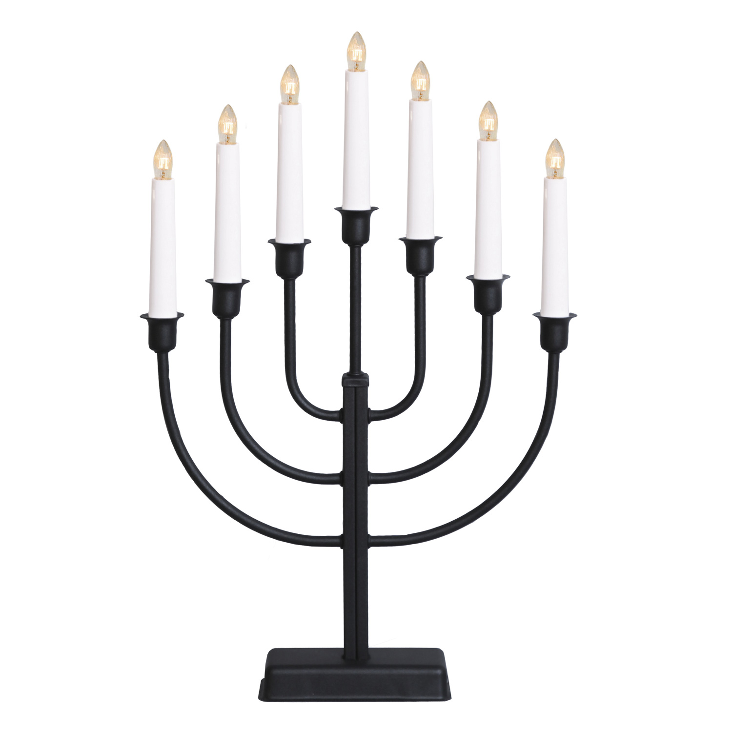Kerzenleuchter KRISTINA - 7 Arme - warmweiße Lampen - H: 47cm - Schalter - Schwarz