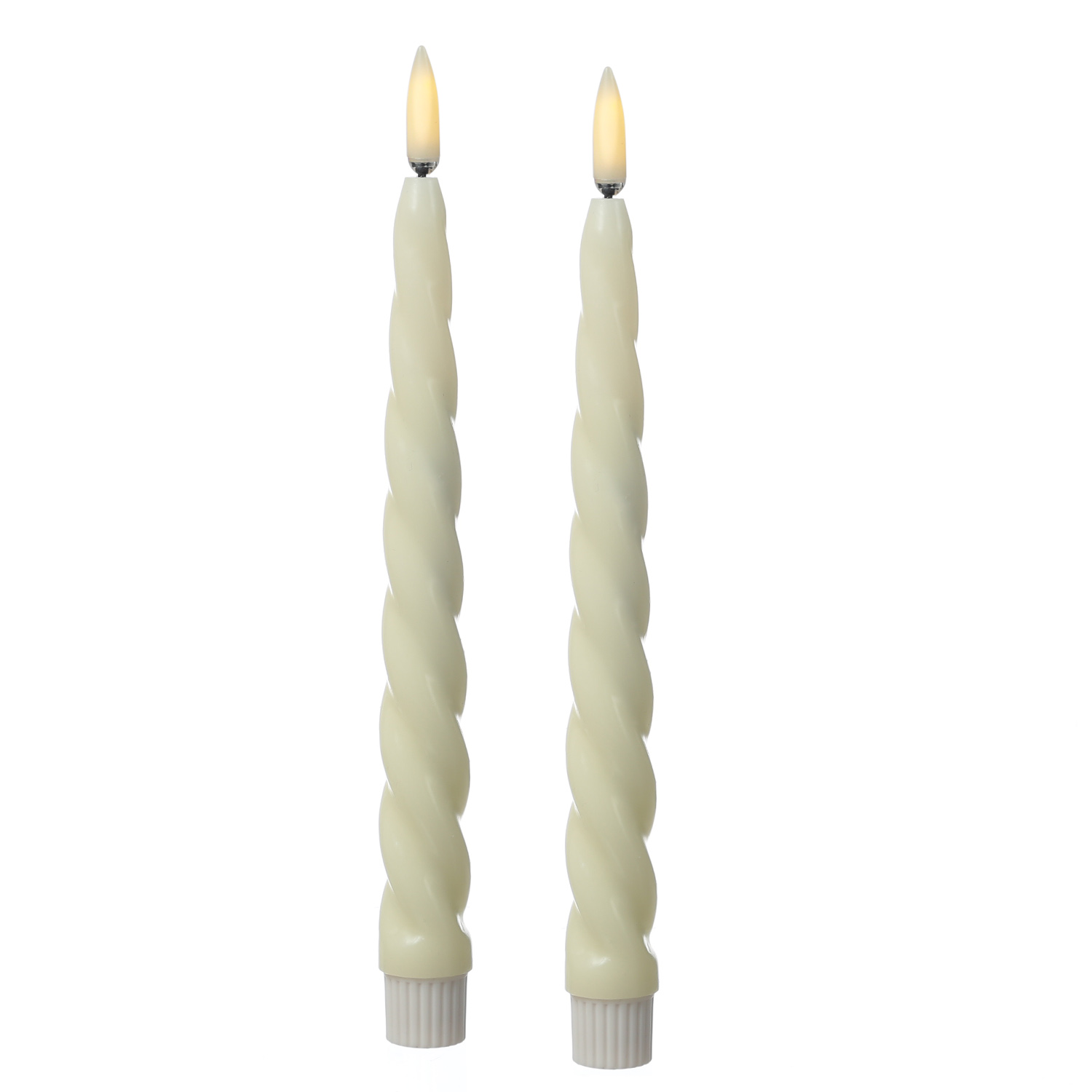 LED Stabkerzen TWIST - Echtwachs - flackernde 3D Flamme - H: 25cm - Timer - creme - 2er Set LED Stabkerzen TWIST - Echtwachs - flackernde 3D Flamme - H: 25cm - Timer - creme - 2er Set