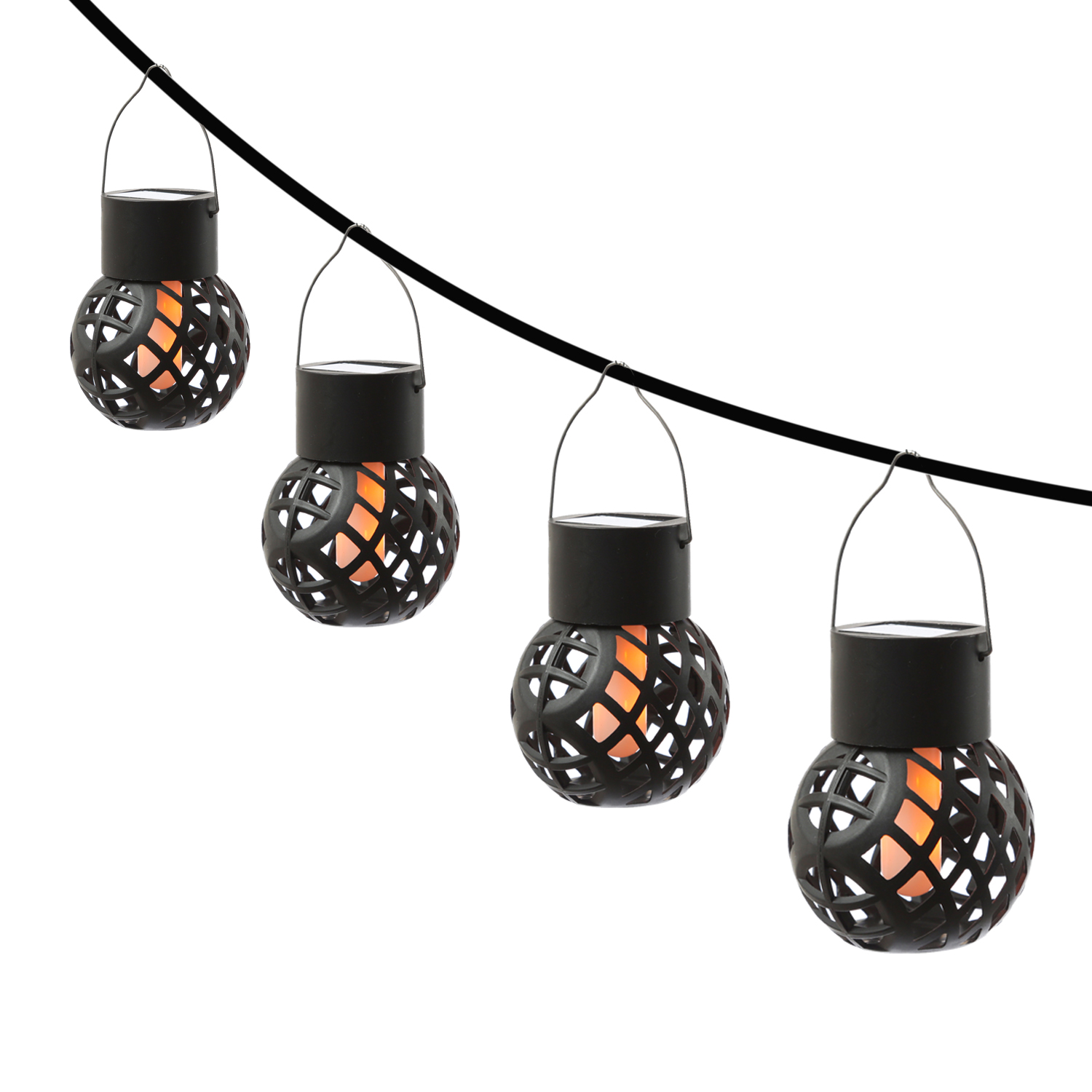 LED Solar Hängeleuchte Feuerball - Kugelleuchte mit Flammeneffekt - H: 9cm - Sensor - 4 Stück LED Solar Hängeleuchte Feuerball - Kugelleuchte mit Flammeneffekt - H: 9cm - Sensor - 4 Stück