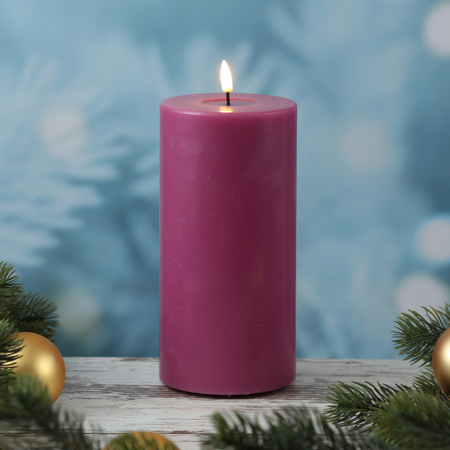 LED Stumpenkerze MIA - Echtwachs - realistische 3D Flamme - H: 20cm - D: 10cm - malve LED Stumpenkerze MIA - Echtwachs - realistische 3D Flamme - H: 20cm - D: 10cm - malve