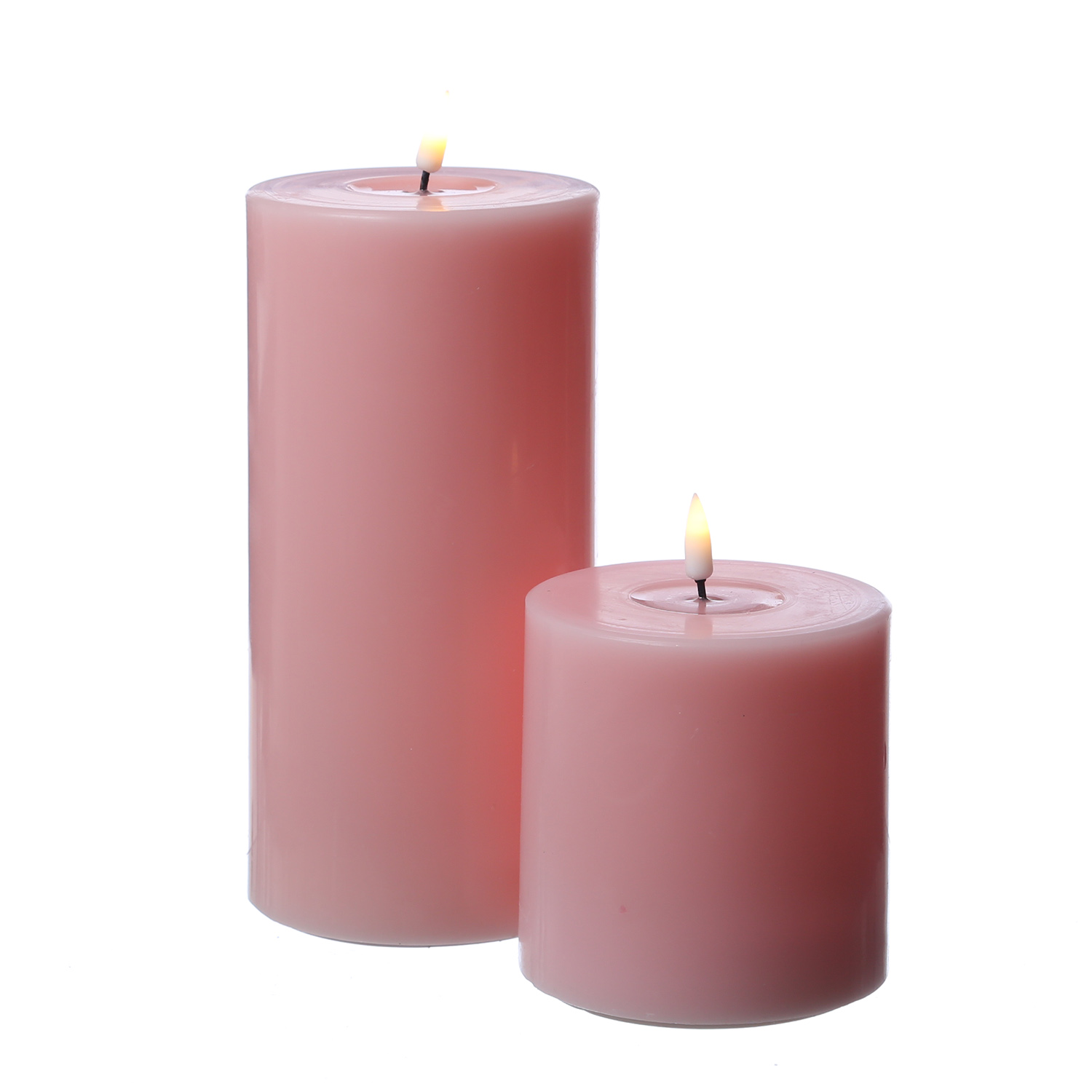 LED Stumpenkerze MIA - Echtwachs - realistische 3D Flamme - H: 20cm - D: 10cm - Batterie - rosa LED Stumpenkerze MIA - Echtwachs - realistische 3D Flamme - H: 20cm - D: 10cm - Batterie - rosa