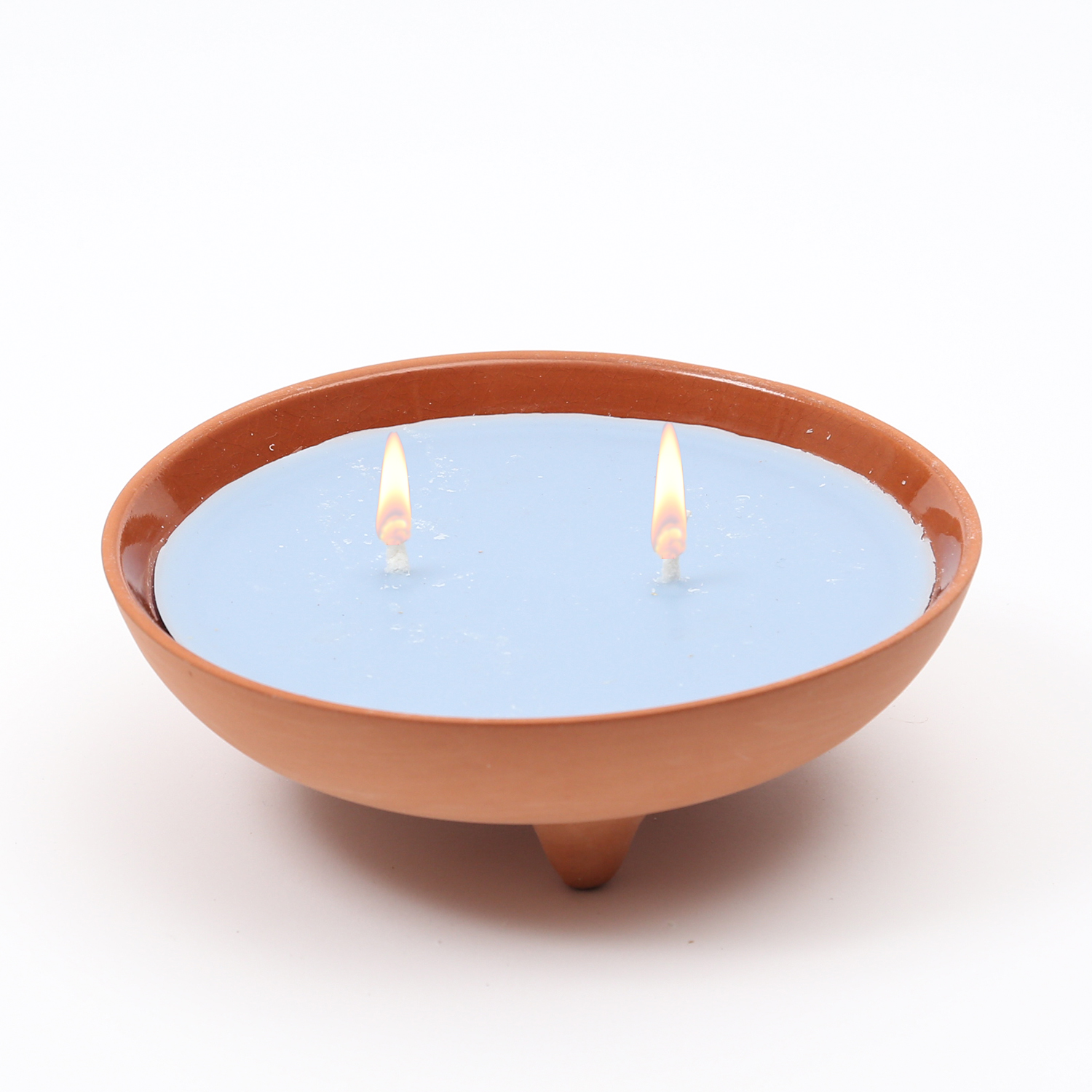 Duftkerze CITRONELLA - Echtwachs in Tonschale - 2 Dochte - gegen Stechmücken - blau Duftkerze CITRONELLA - Echtwachs in Tonschale - 2 Dochte - gegen Stechmücken - blau