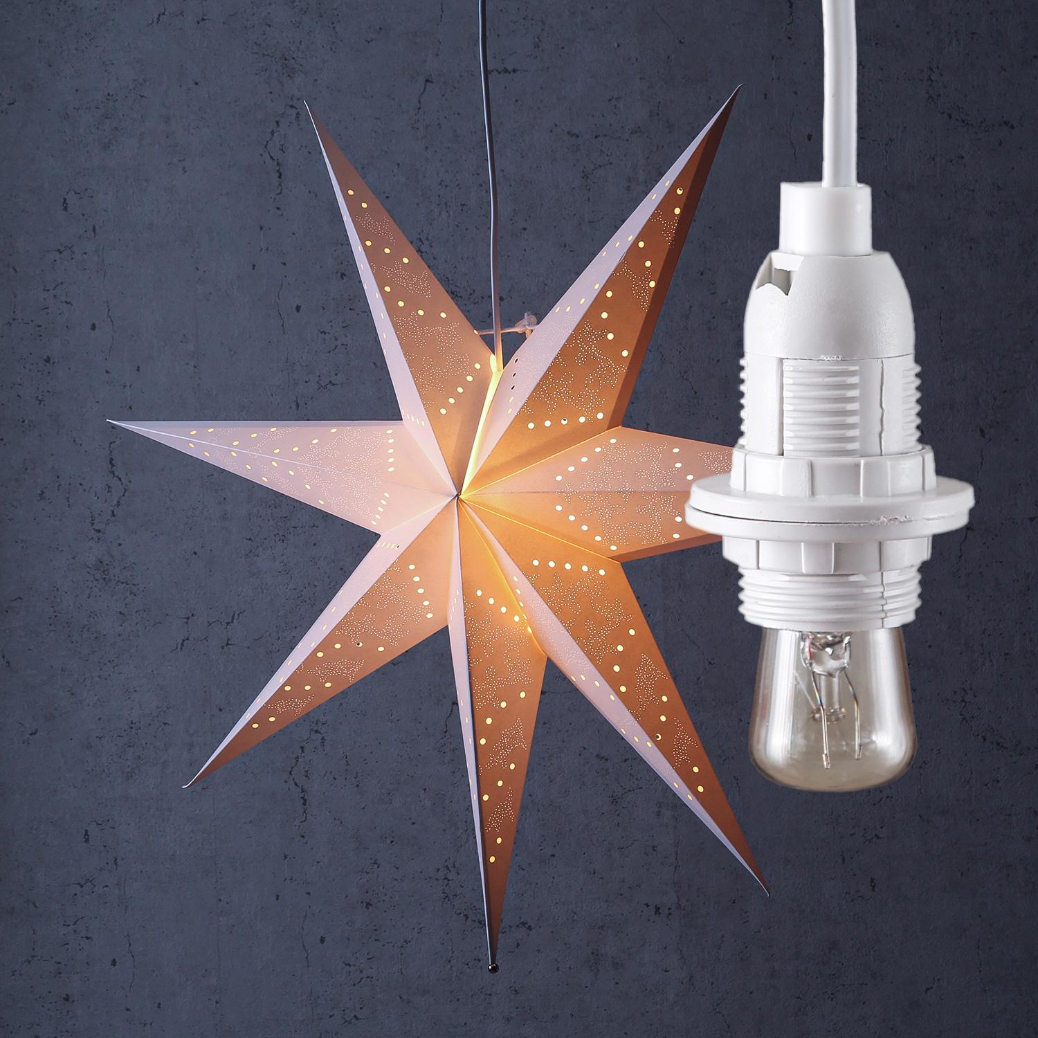 Lampenfassung für Leuchtsterne und Hängeartikel - Länge ca. 3,5 m - E14 Fassung - weiß Lampenfassung für Leuchtsterne und Hängeartikel - Länge ca. 3,5 m - E14 Fassung - weiß