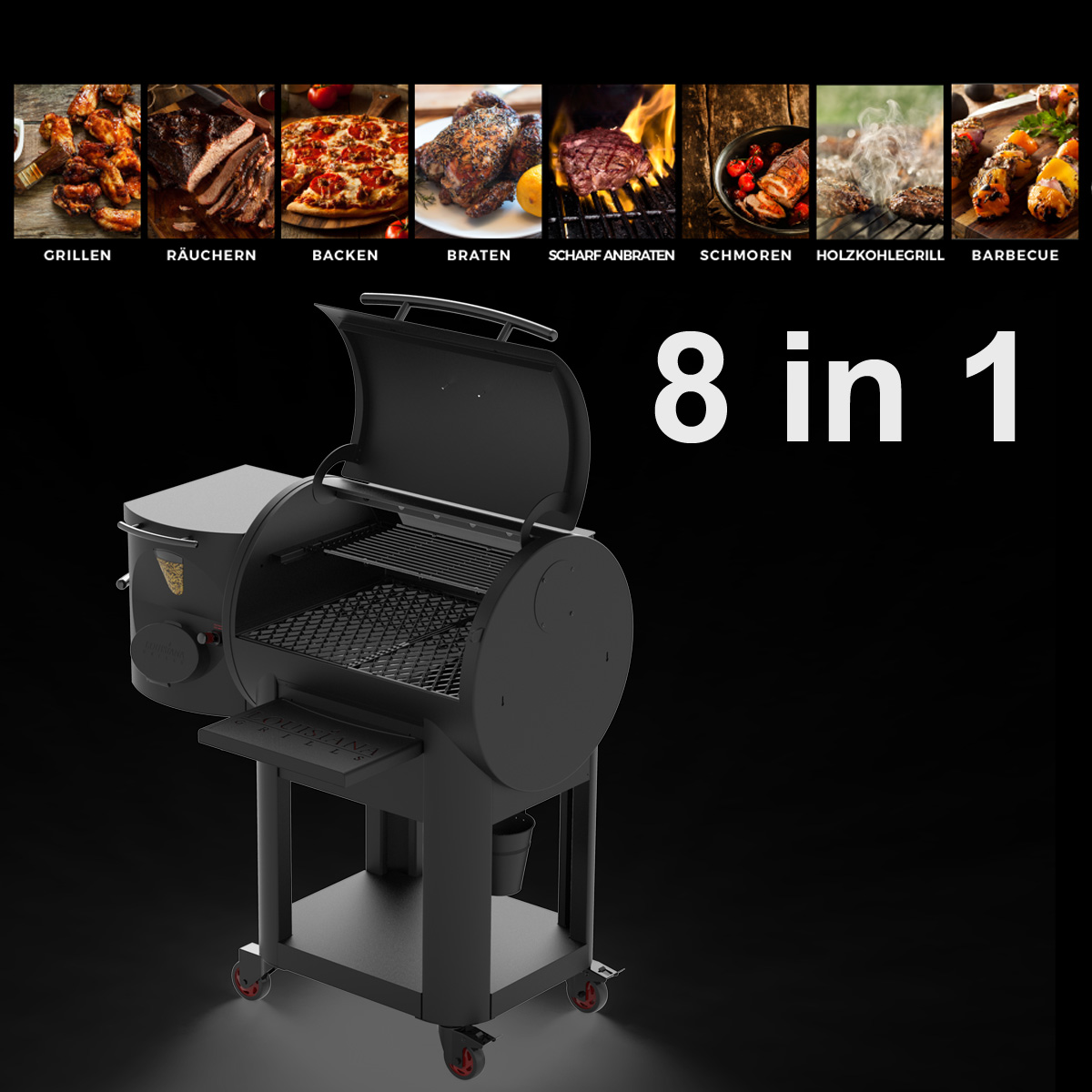 LOUISIANA Grills - LG 800 FP BLACK LABEL Pellet Grill - Smoker mit WiFi Control