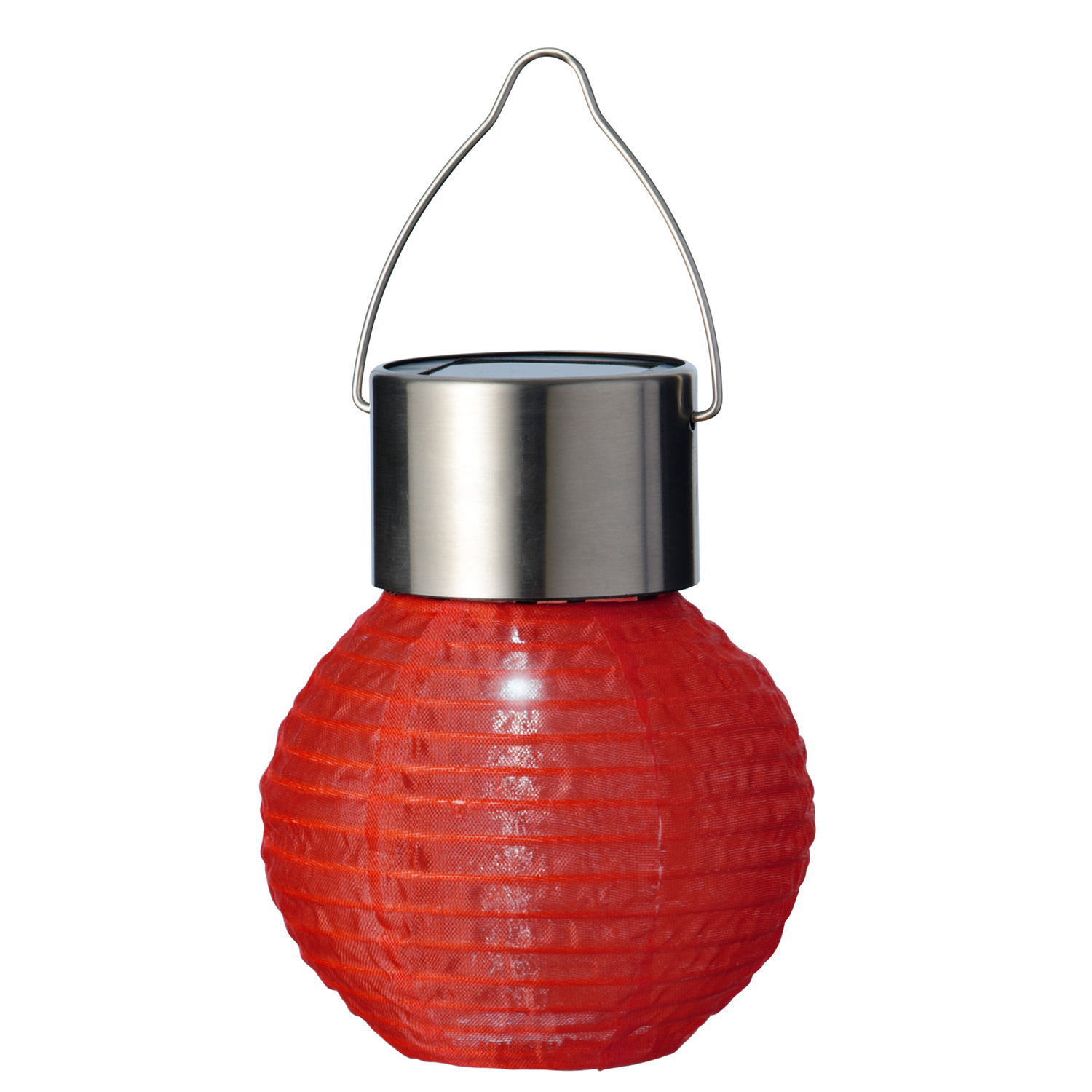 LED Solar Mini Lampion - kaltweiße LED - H: 9,5cm - D: 7cm - Lichtsensor - rot