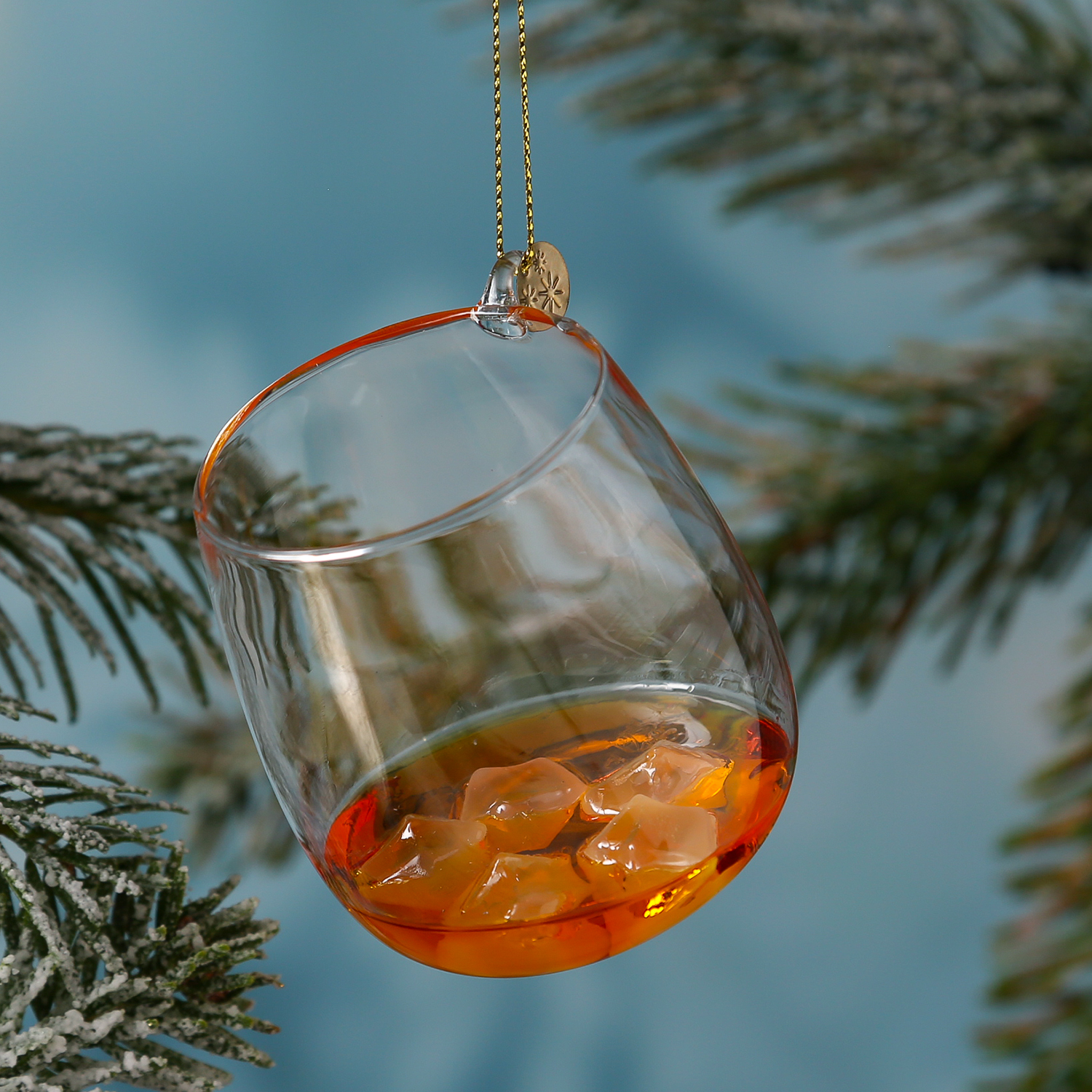 Weihnachtsbaumschmuck WHISKYGLAS - Glas - inkl. Aufhänger - H: 7,5cm - bernstein, transparent Weihnachtsbaumschmuck WHISKYGLAS - Glas - inkl. Aufhänger - H: 7,5cm - bernstein, transparent