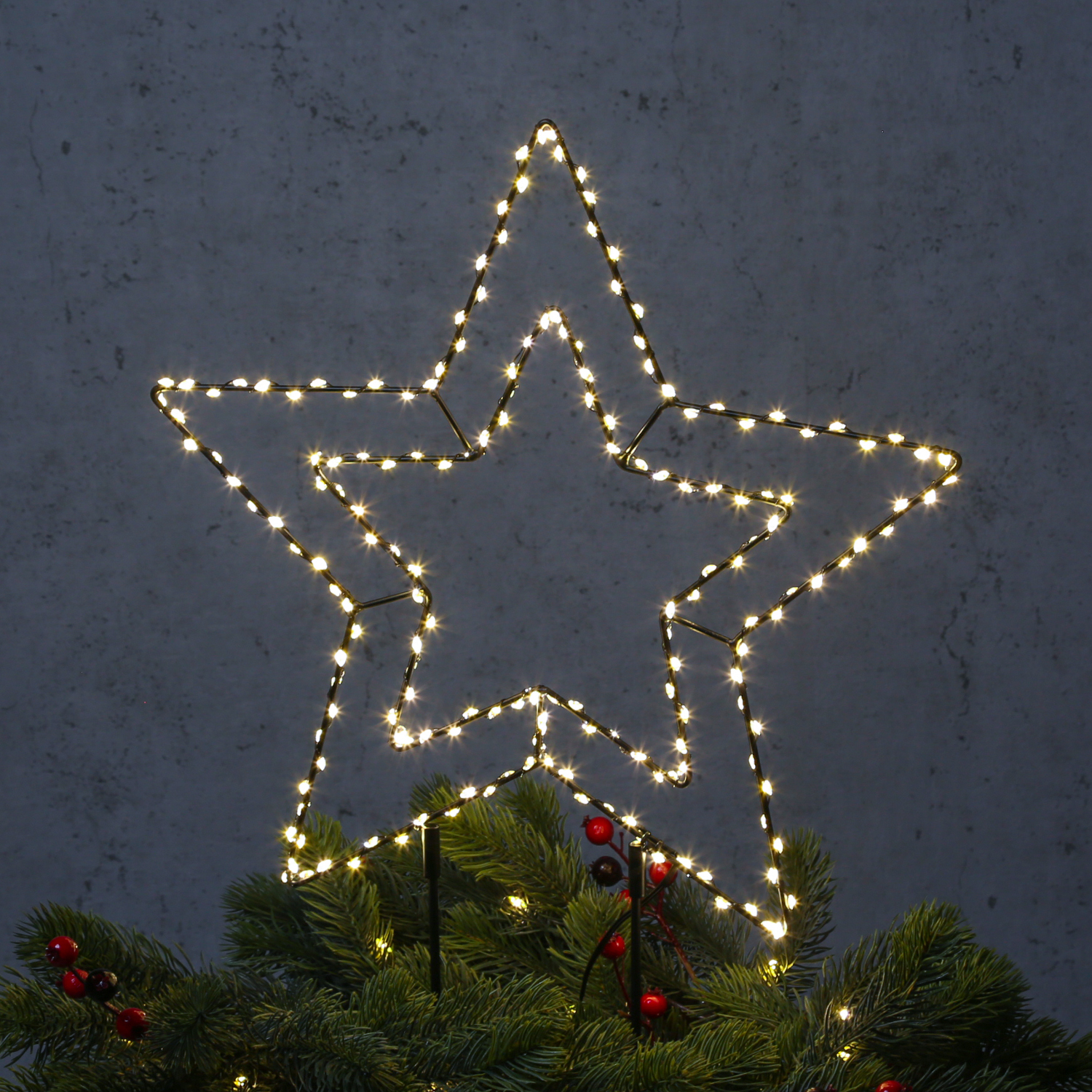 LED Gartenstecker STERN - 180 warmweiße LED - D: 38cm - Trafo - für Außen - schwarz LED Gartenstecker STERN - 180 warmweiße LED - D: 38cm - Trafo - für Außen - schwarz