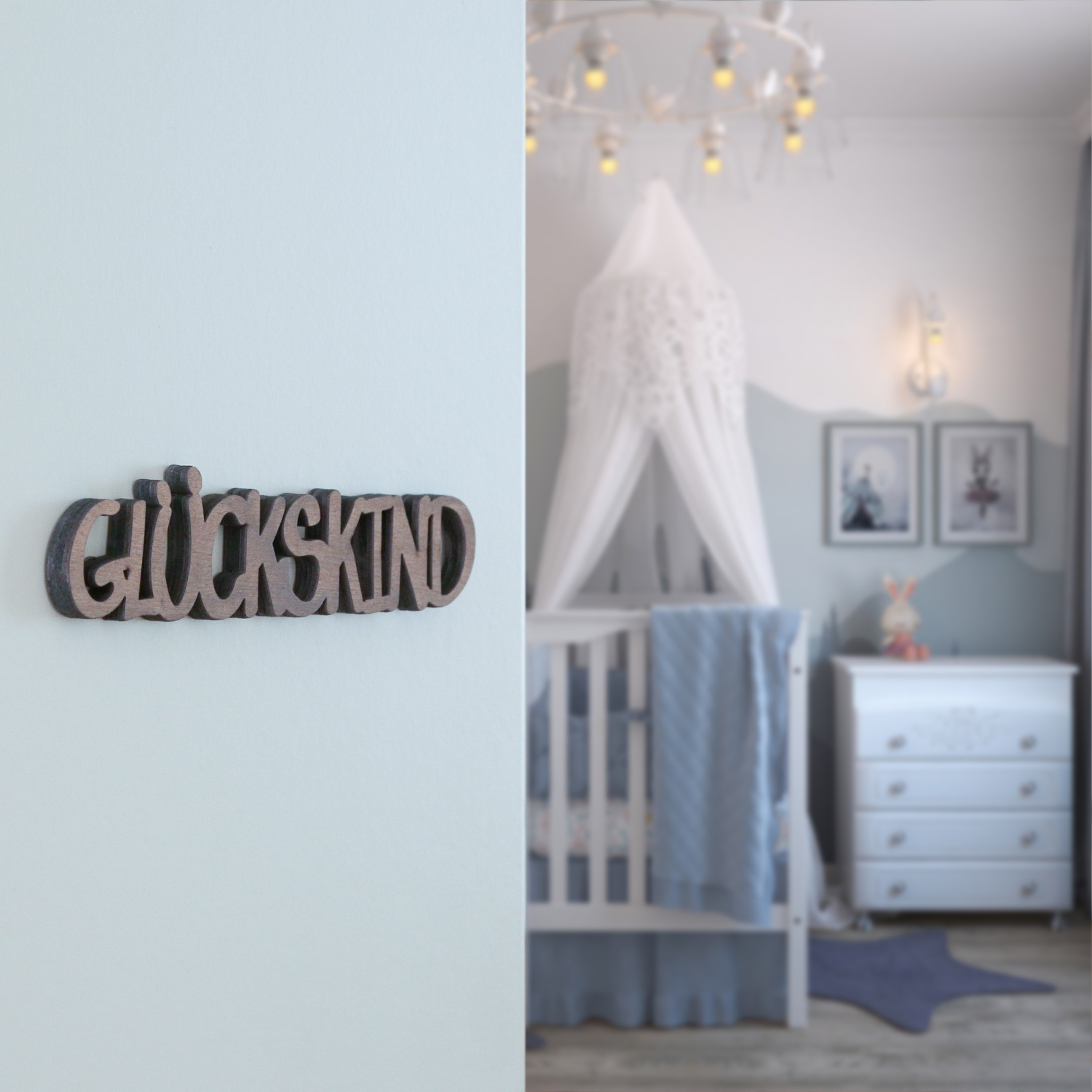 Holz Schriftzug GLÜCKSKIND - 17,5x3,5cm MDF Holz