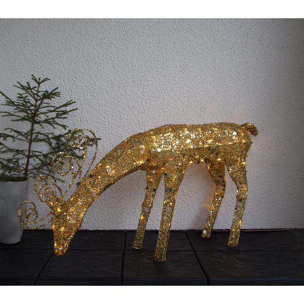 LED-Rentier mit Pailletten "Sequini" - 96 warmweiße LED - H: 55cm - goldene Pailletten - Outdoor