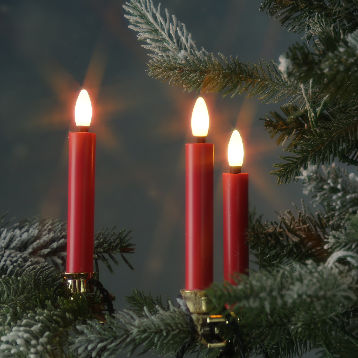 LED Kerzenlichterkette - 20 Christbaumkerzen - Weihnachtsbaumlichterkette - L: 9,5m - Innen/Außen