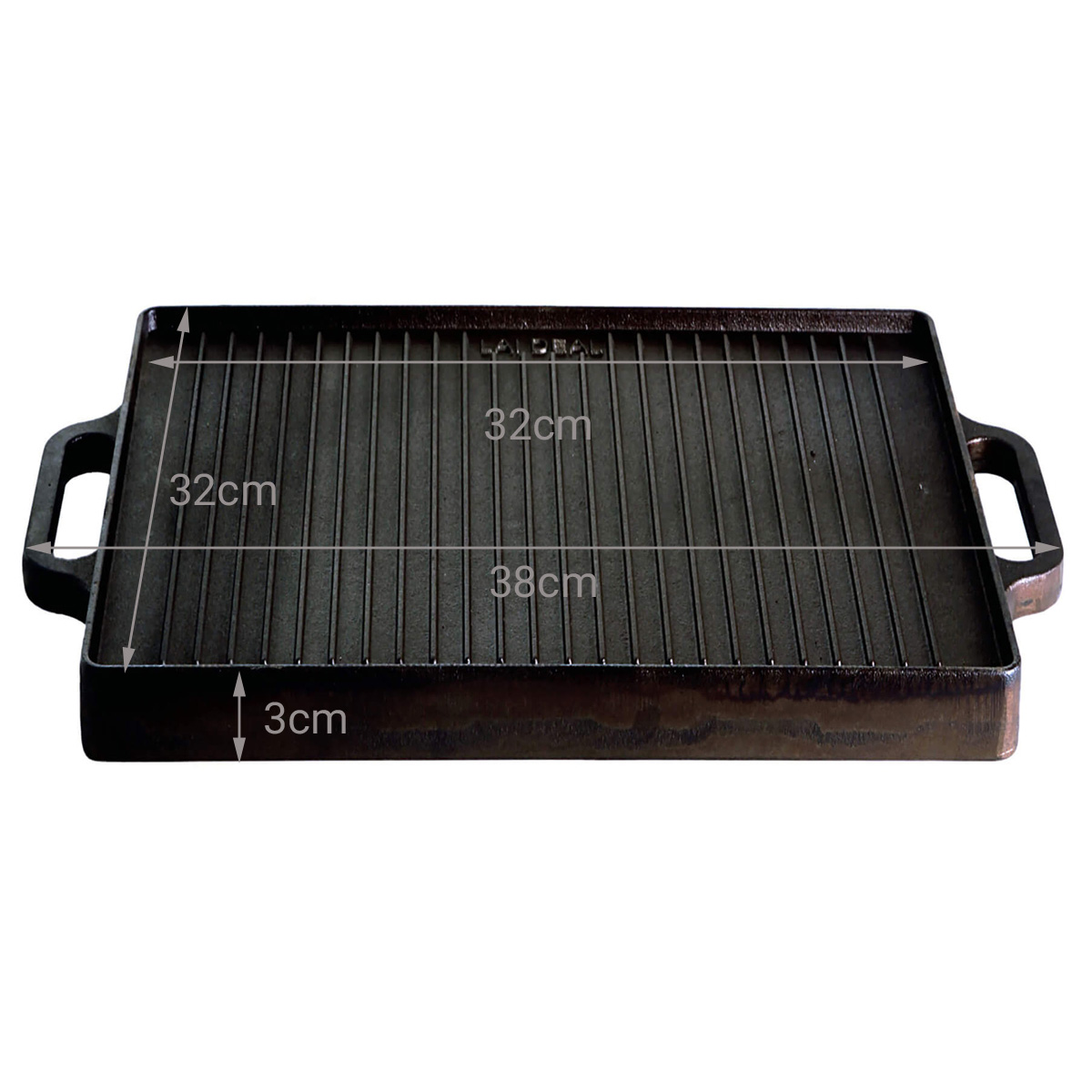 ALL'GRILL Grillplatte (Plancha) aus Gusseisen, 32 x 32 cm