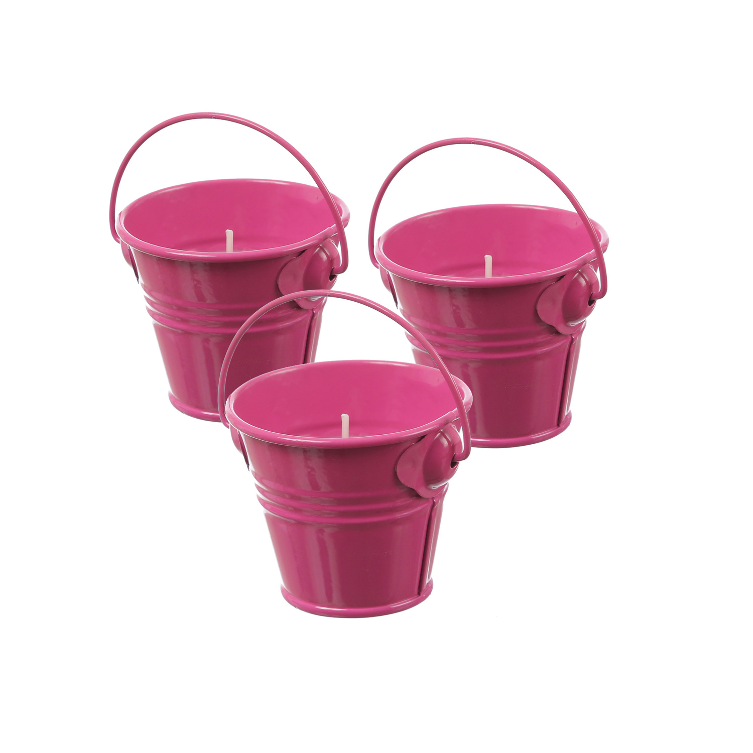 Duftkerzen CITRONELLA - Outdoor Kerzen im Metalleimer - H: 5,5cm - pink - 3er Set Duftkerzen CITRONELLA - Outdoor Kerzen im Metalleimer - H: 5,5cm - pink - 3er Set