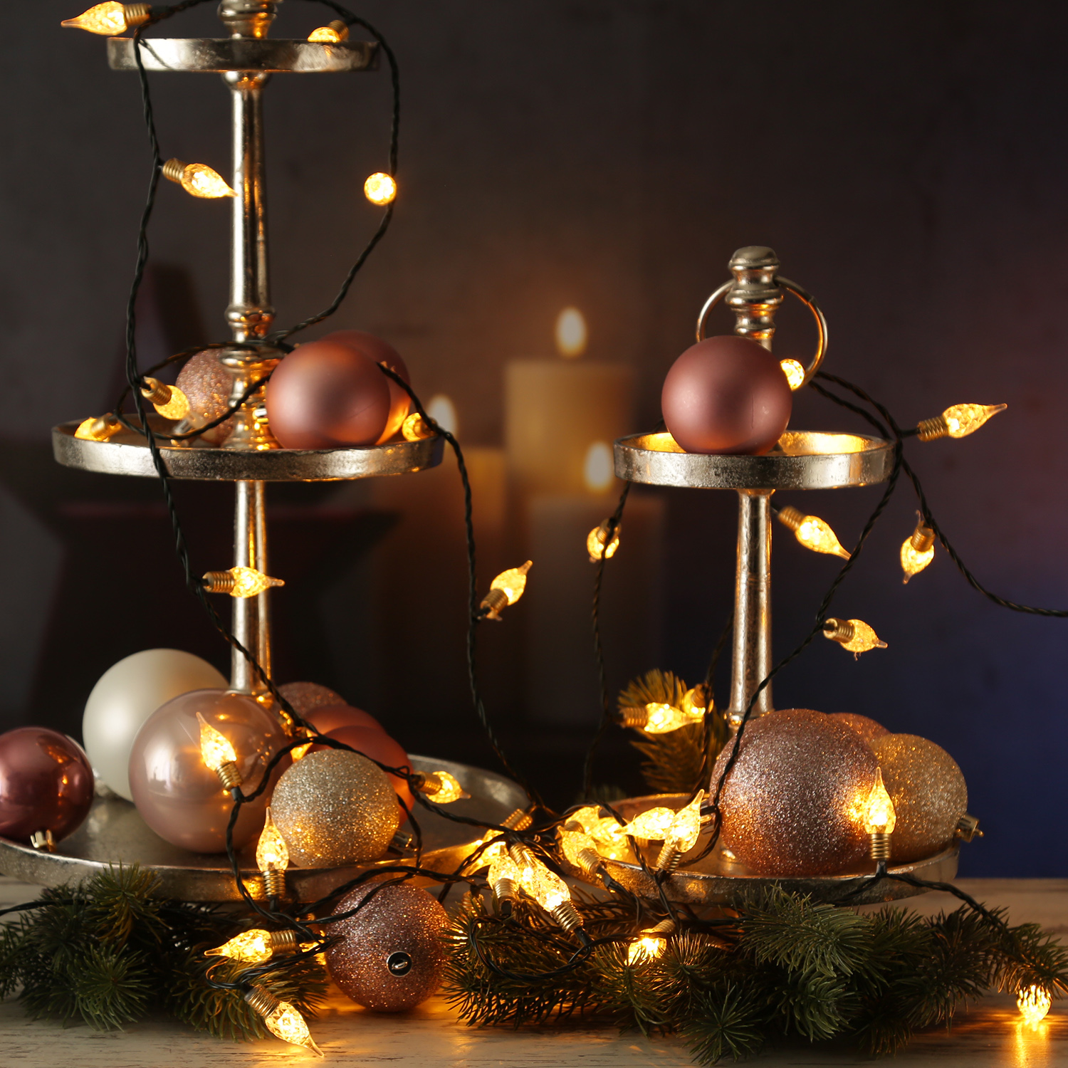 LED Lichterkette VINTAGE - 240 transparente Mini Birnen - 8 Funkt. - Timer - L: 24m