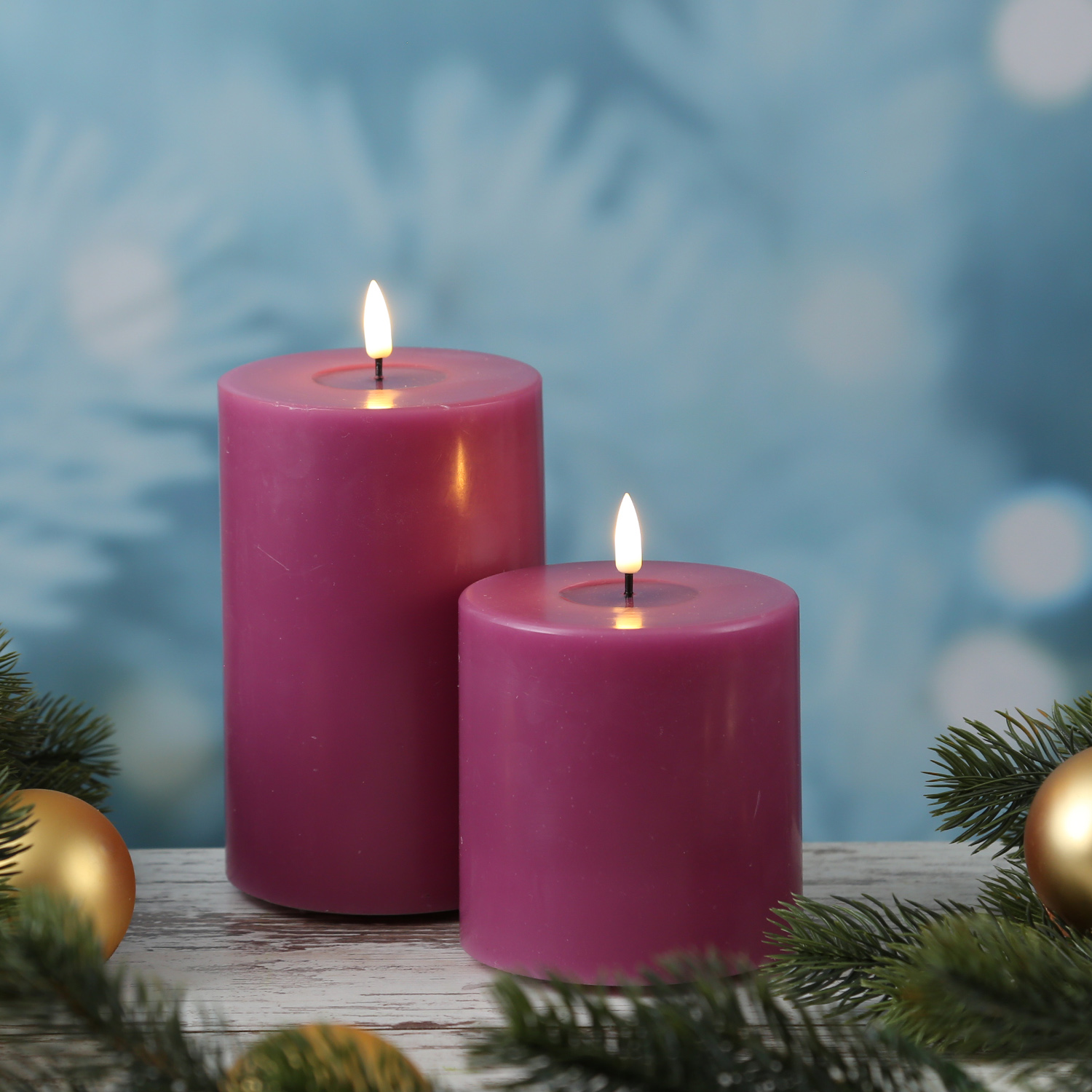 LED Stumpenkerze MIA - Echtwachs - realistische 3D Flamme - H: 15cm - D: 10cm - malve LED Stumpenkerze MIA - Echtwachs - realistische 3D Flamme - H: 15cm - D: 10cm - malve