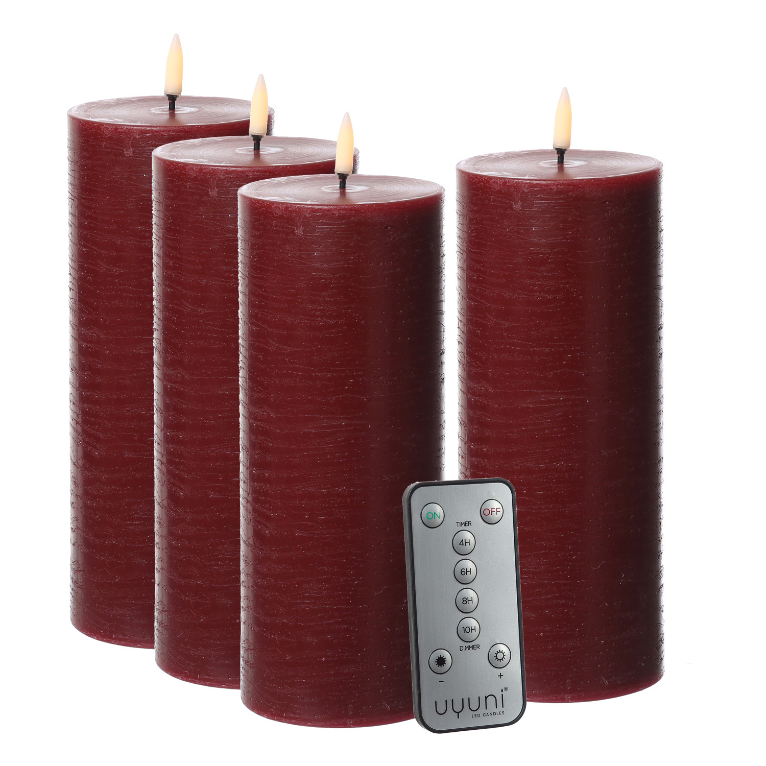 LED Kerzenset PIA - Rustik-Optik - H: 20cm - inkl. Batterien und Fernbedienung - rot - 4er Set LED Kerzenset PIA - Rustik-Optik - H: 20cm - inkl. Batterien und Fernbedienung - rot - 4er Set