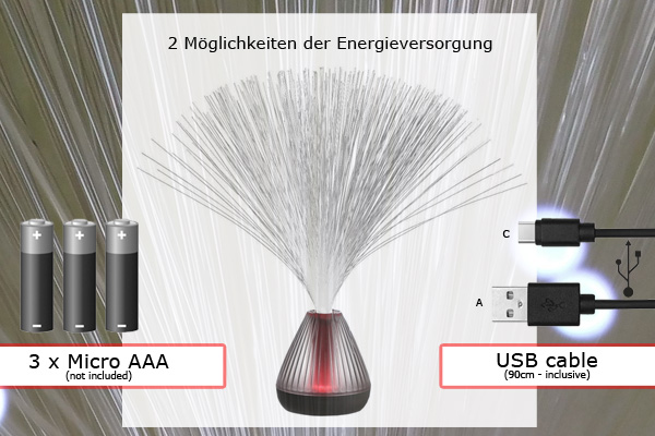 Glasfaserlampe FIBER PUNK Fiberglas LED Farbwechsel - USB Betrieb