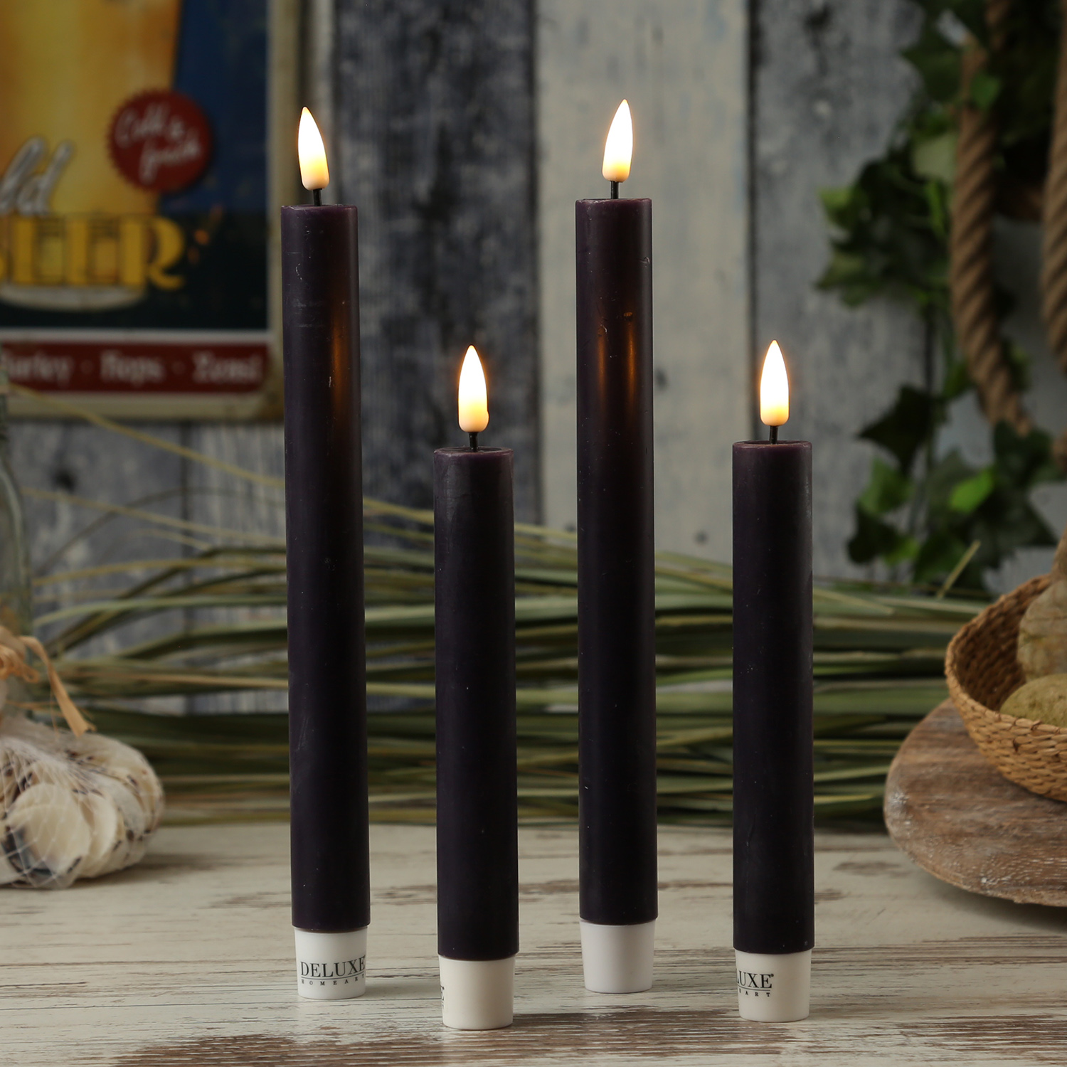 LED Stabkerzen MIA - Echtwachs - realistische 3D Flamme - H: 15cm - dunkellila - 2 Stk. LED Stabkerzen MIA - Echtwachs - realistische 3D Flamme - H: 15cm - dunkellila - 2 Stk.