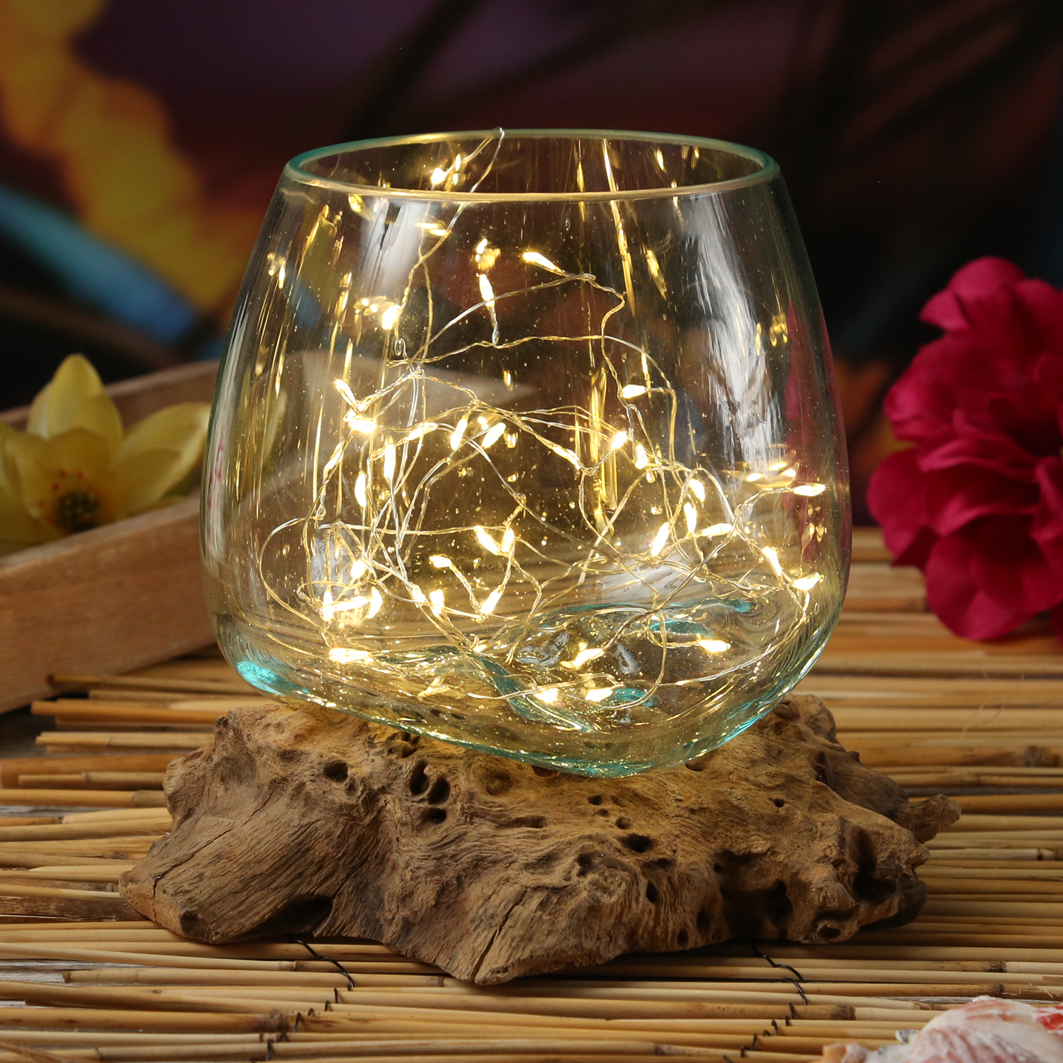 Glasschale auf Wurzelholz - Dekoschale - D: 15cm - natur Glasschale auf Wurzelholz - Dekoschale - D: 15cm - natur