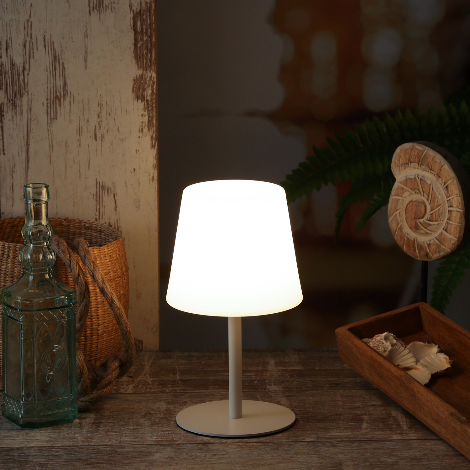 LED Garten Tischlampe - 4 Helligkeitsstufen - 2 Höhen - H: 40cm - wiederaufladbar per USB - f. Außen LED Garten Tischlampe - 4 Helligkeitsstufen - 2 Höhen - H: 40cm - wiederaufladbar per USB - f. Außen