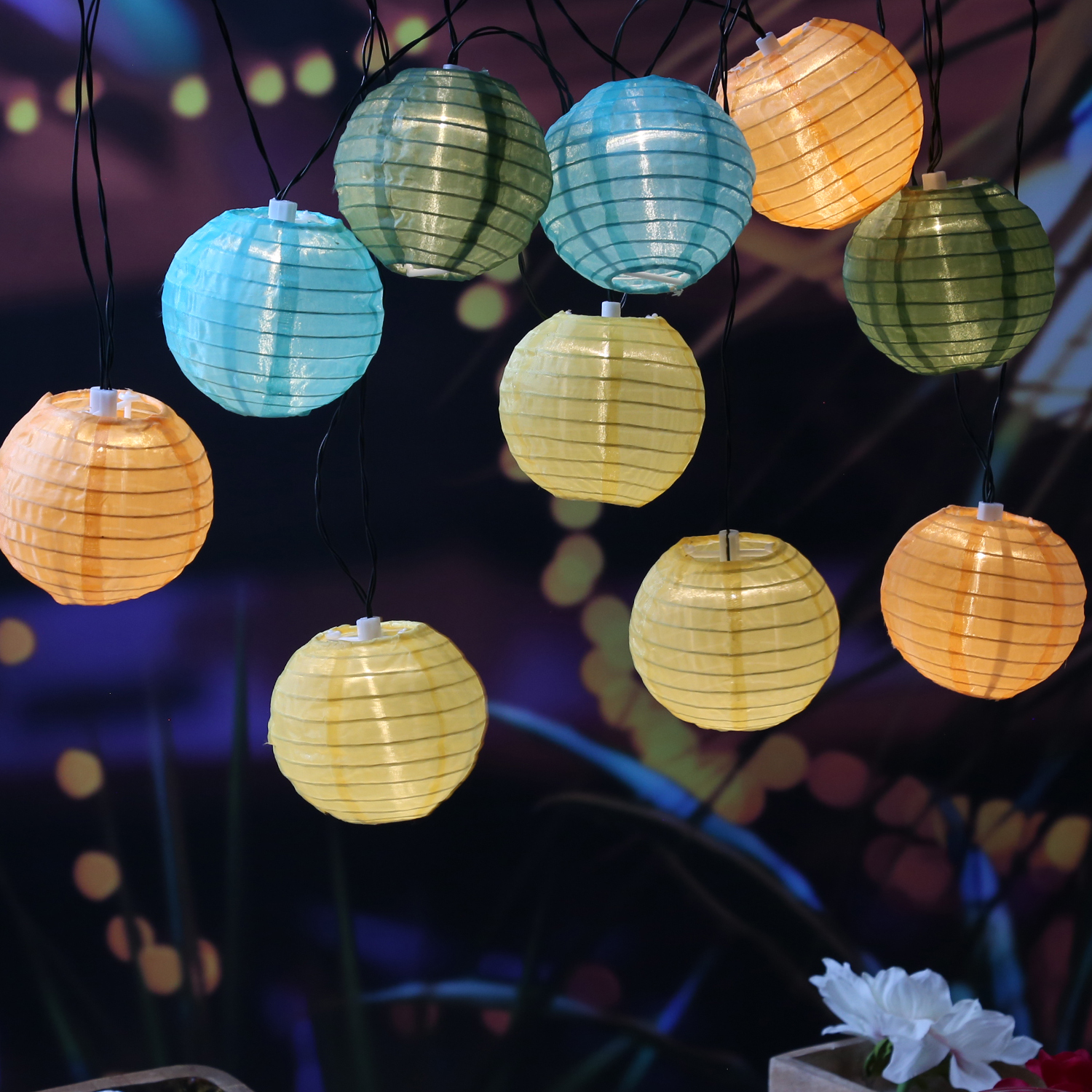 LED Solar Lichterkette LAMPION - 10 warmweiße LED - L: 4,5m - D: 10cm - Lichtsensor - bunt LED Solar Lichterkette LAMPION - 10 warmweiße LED - L: 4,5m - D: 10cm - Lichtsensor - bunt