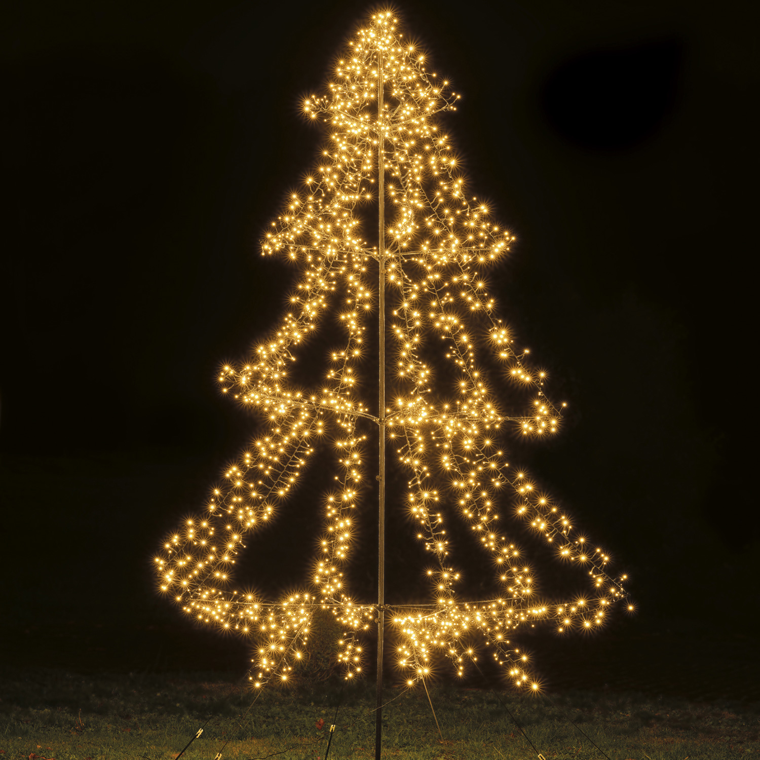 LED Outdoor Weihnachtsbaum - 1800 warmweiße LED - H: 3m - Dimmer - Timer - aufklappbar - schwarz