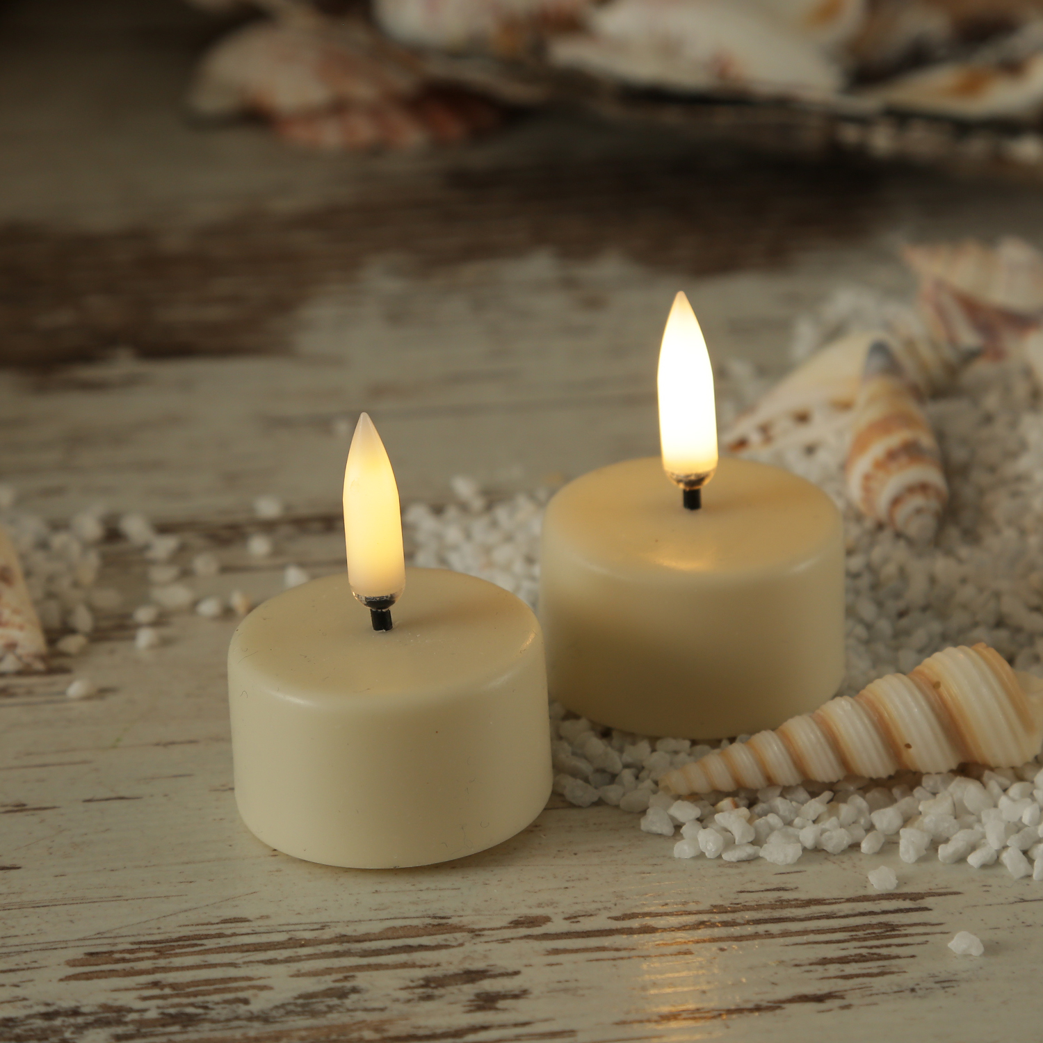 LED Teelicht THEA - realistische 3D Flamme - D: 4cm - Timer - Batteriebetrieb - creme LED Teelicht THEA - realistische 3D Flamme - D: 4cm - Timer - Batteriebetrieb - creme