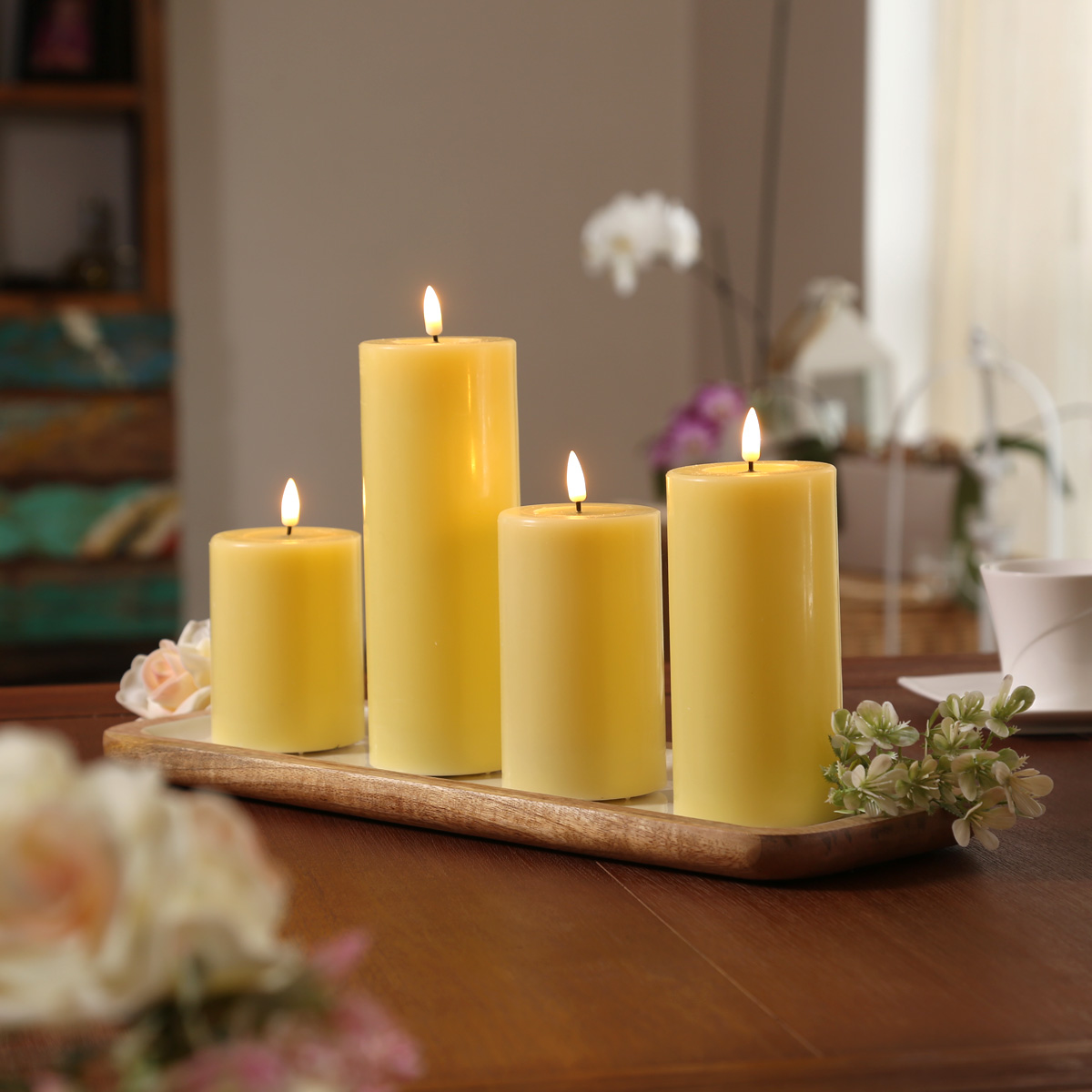 LED Stumpenkerze MIA - Echtwachs - realistische 3D Flamme - H: 15cm - Batteriebetrieb - gelb LED Stumpenkerze MIA - Echtwachs - realistische 3D Flamme - H: 15cm - Batteriebetrieb - gelb