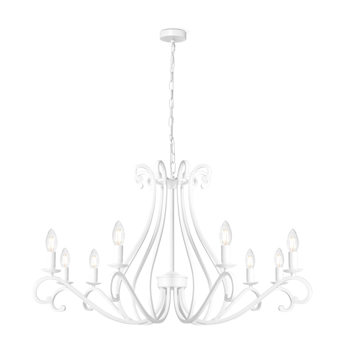 B-Ware Kronleuchter LIVA weiß - 8flammig - E14 Fassungen - 94cm Durchmesser - klassisches Design