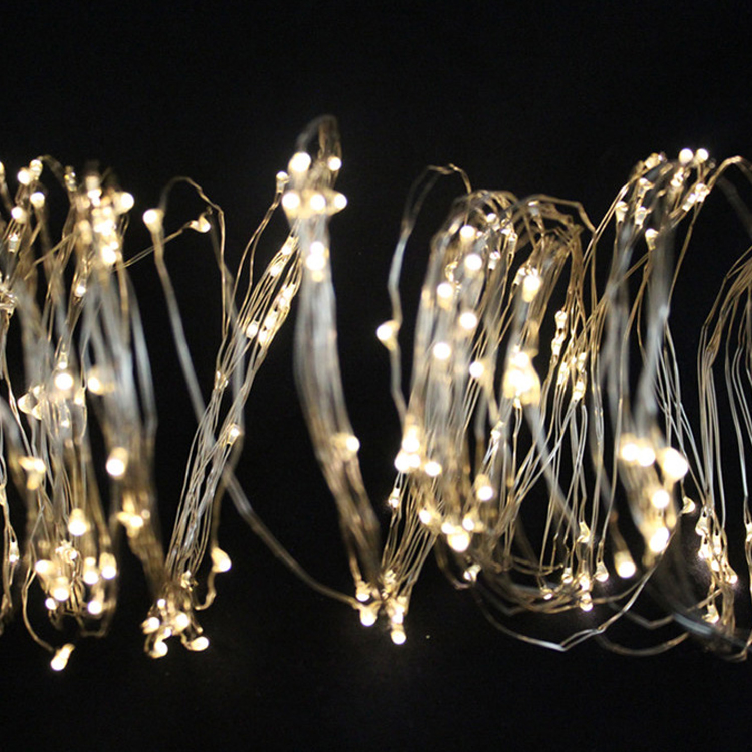 LED Fächer mit 200 warmweißen microLEDs - Transformator -  10 Stränge - 200cm - silberner Draht - IP44 LED Fächer mit 200 warmweißen microLEDs - Transformator -  10 Stränge - 200cm - silberner Draht - IP44