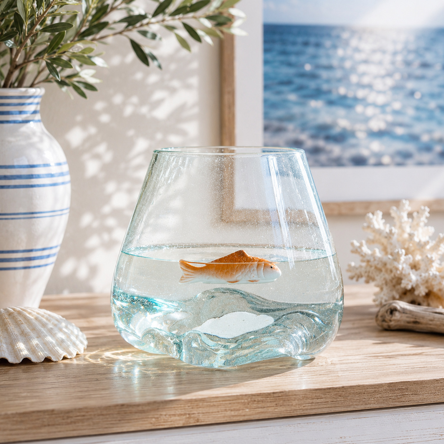 Teichdeko Fisch NIXE - Dekofigur - Porzellan - schwimmend - L- 10cm - orange