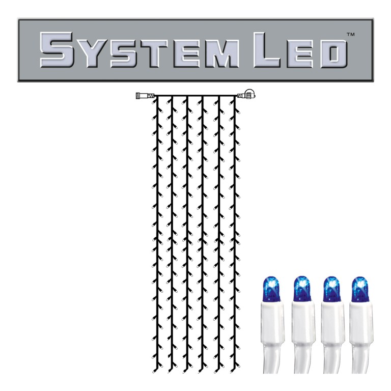 System LED White | Lichtvorhang | koppelbar |  exkl. Trafo | 1.00m x 4.00m | 204x Blau