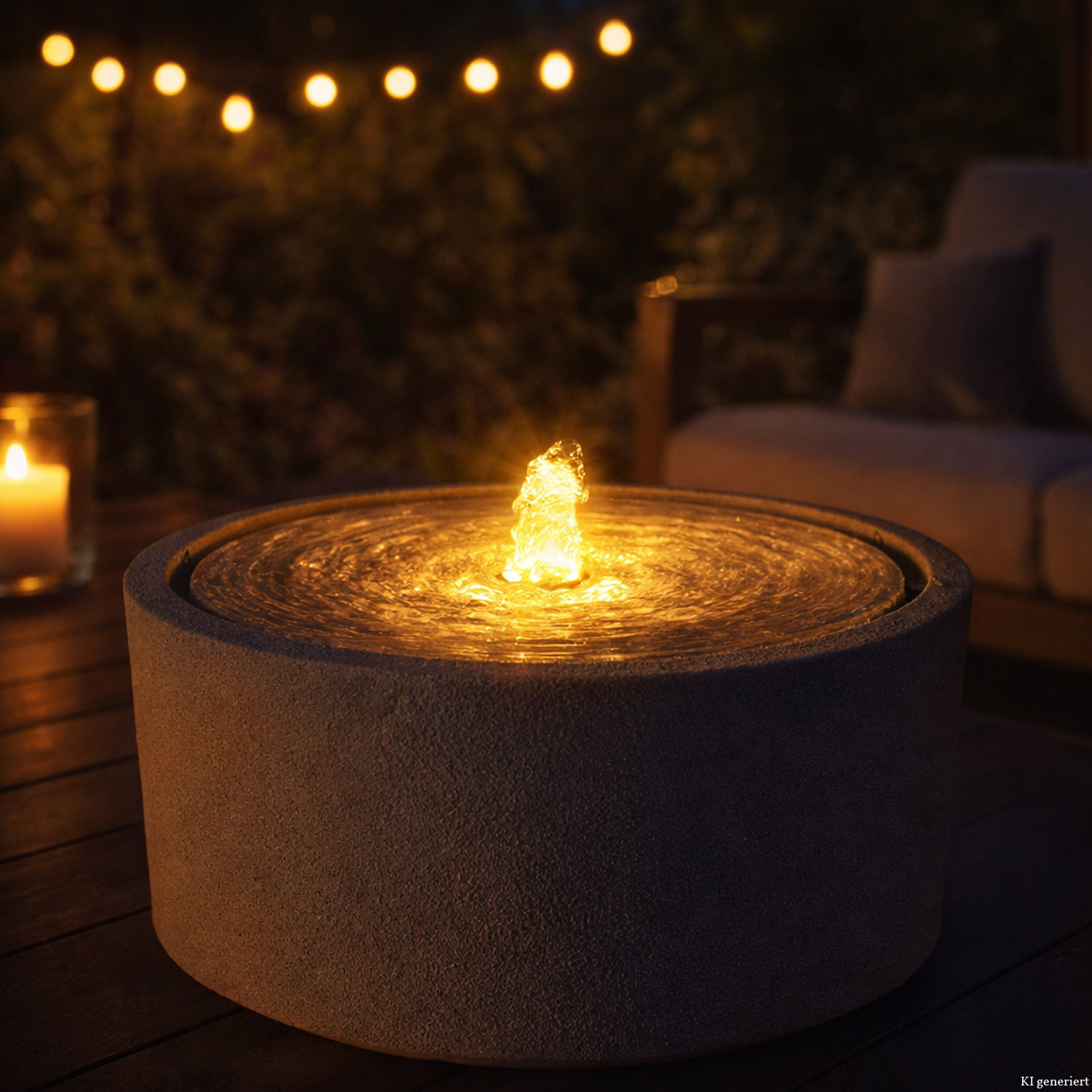 Gartenbrunnen NAPOLI Steinoptik LED Beleuchtung Kreislaufpumpe