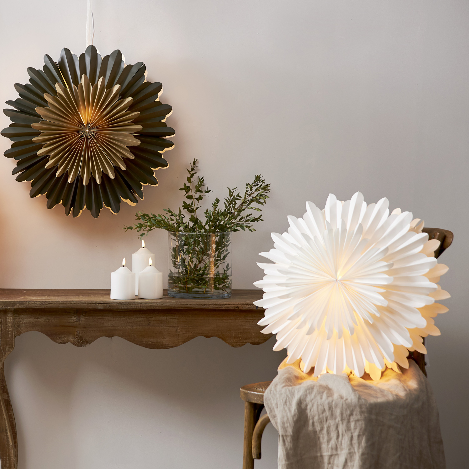 Papierstern Crystal - hängend - D: 50cm - mit Band - Papier mit Dekor - grün Papierstern Crystal - hängend - D: 50cm - mit Band - Papier mit Dekor - grün