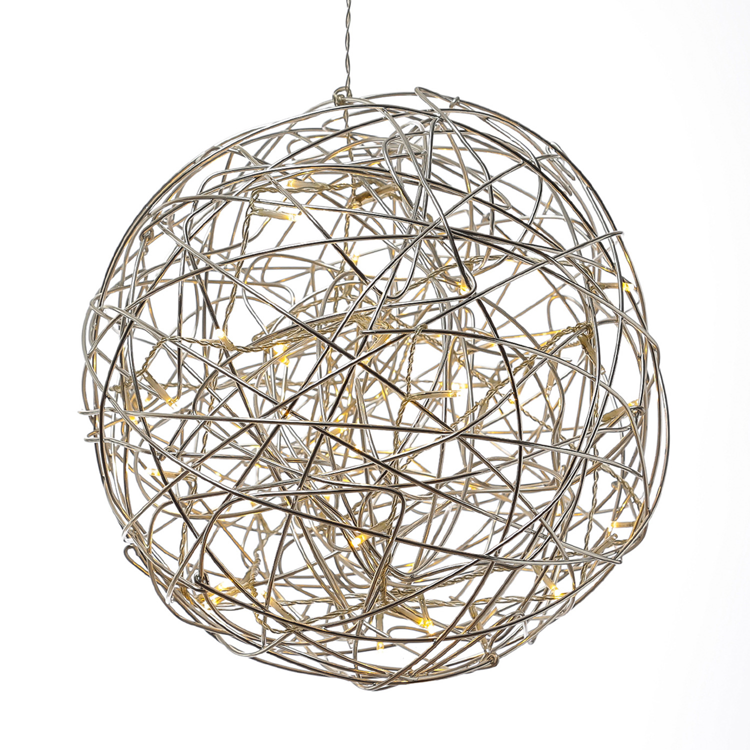 LED 3D Drahtkugel TRASSEL - 150 warmweiße LED - D: 50cm - für Innen und Außen - silber