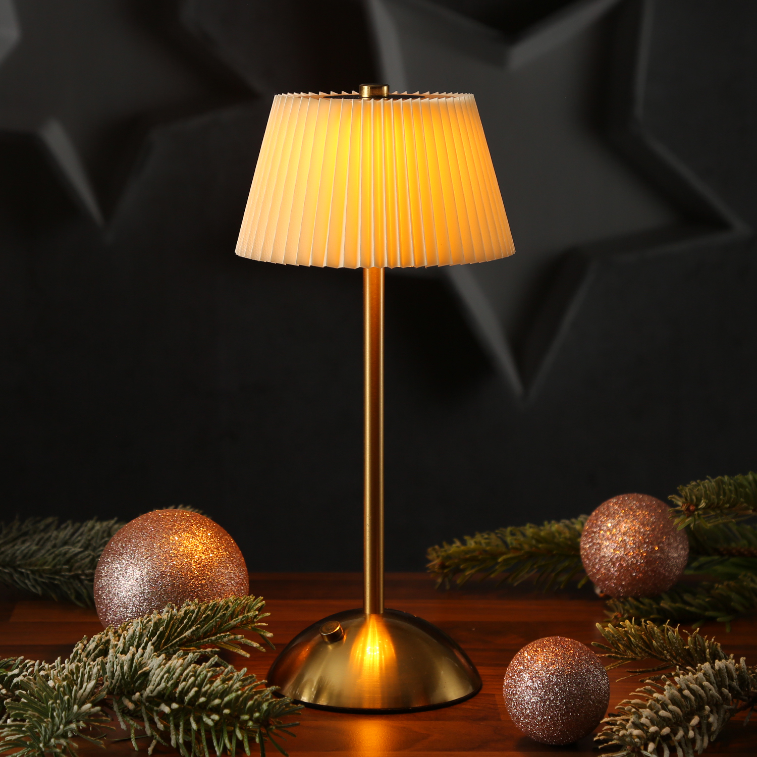 LED Tischlampe GENUA - wiederaufladbar per USB - 3 Lichtfarben - dimmbar - H:30,5cm - creme